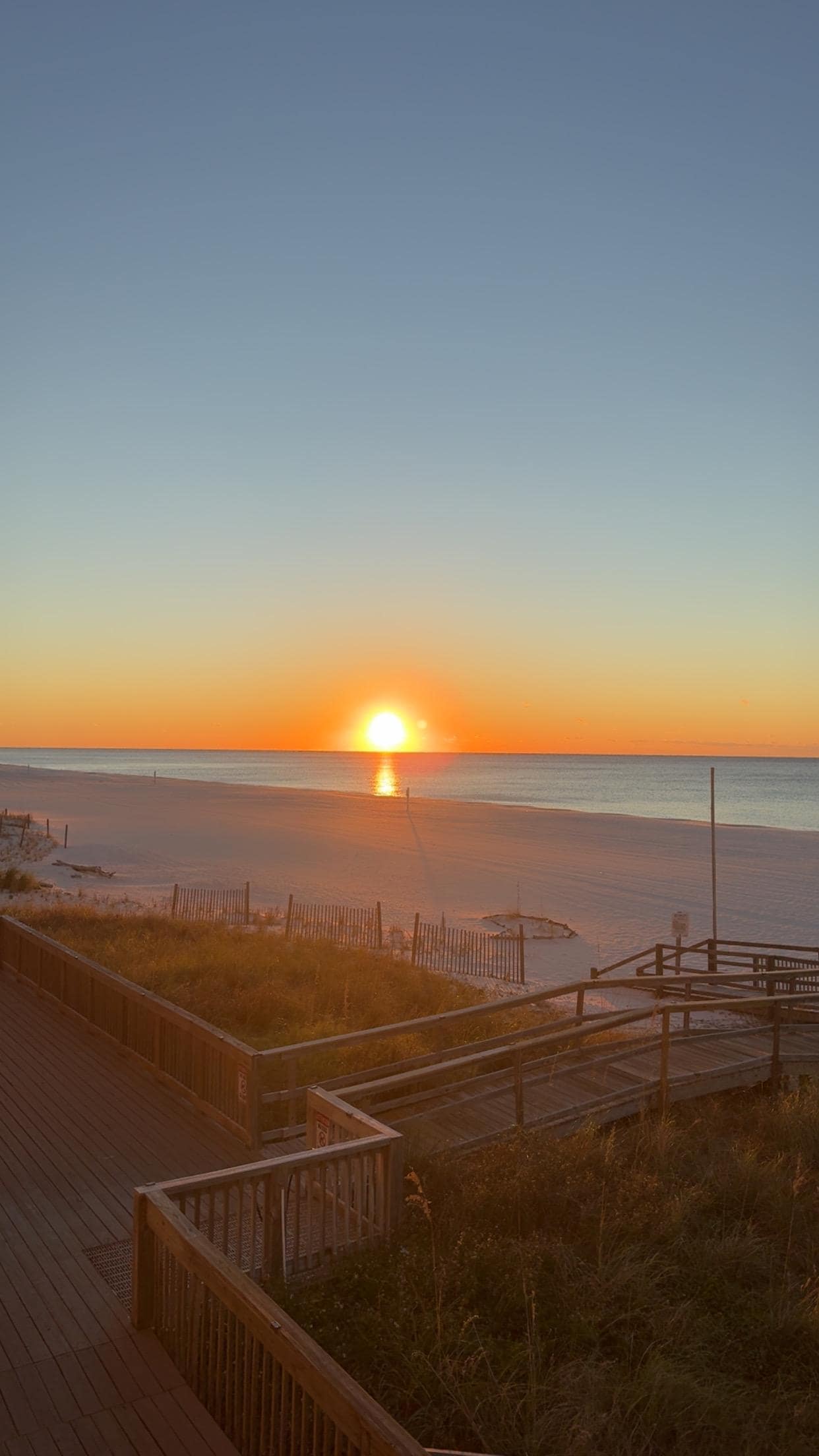 Balcony view of sunrise. 