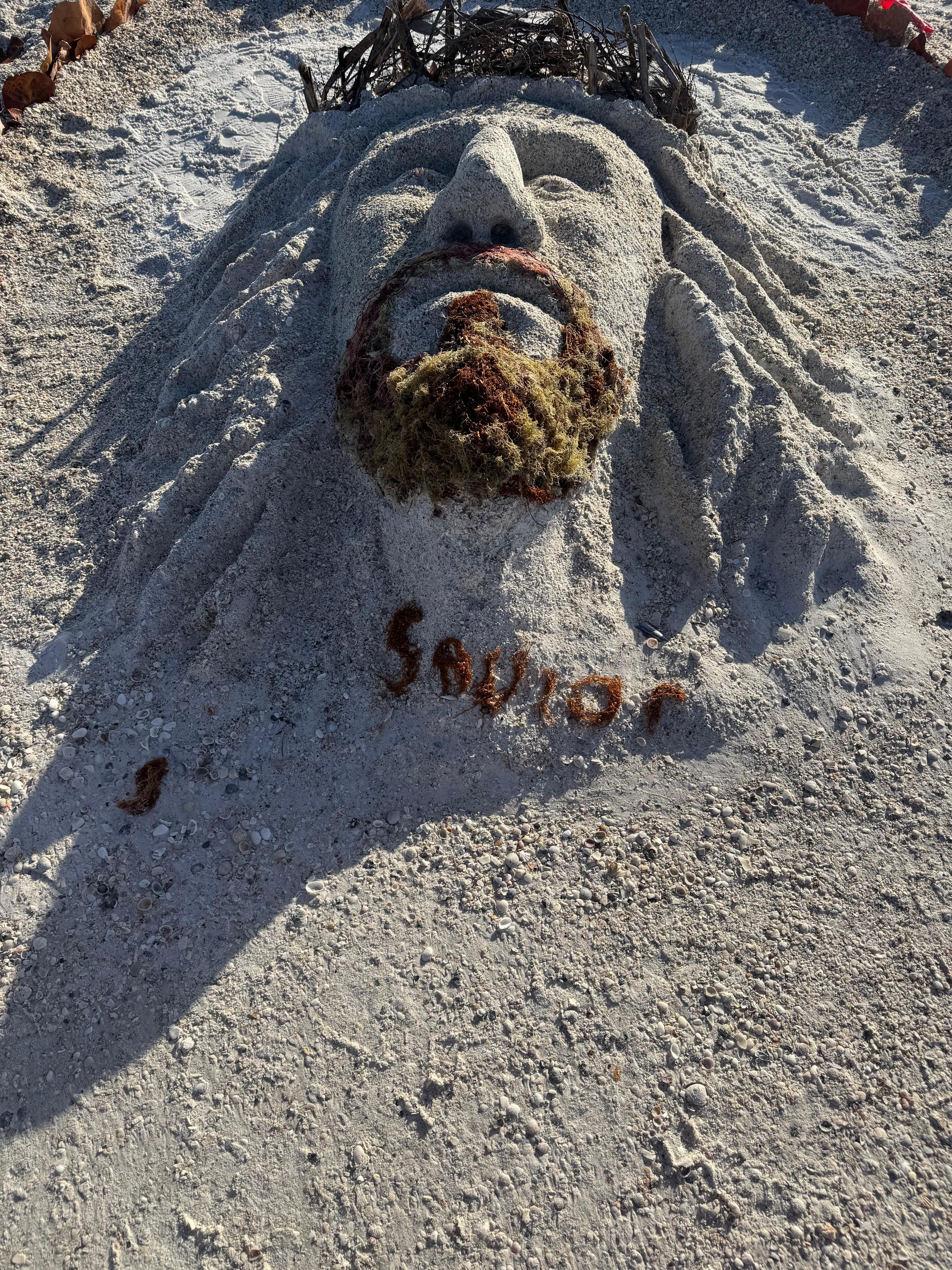 Every morning someone had a sand sculpture completed after the high tide had destroyed the previous day’s 