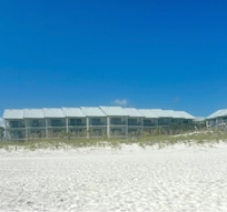 View of the condo from our spot on the beach