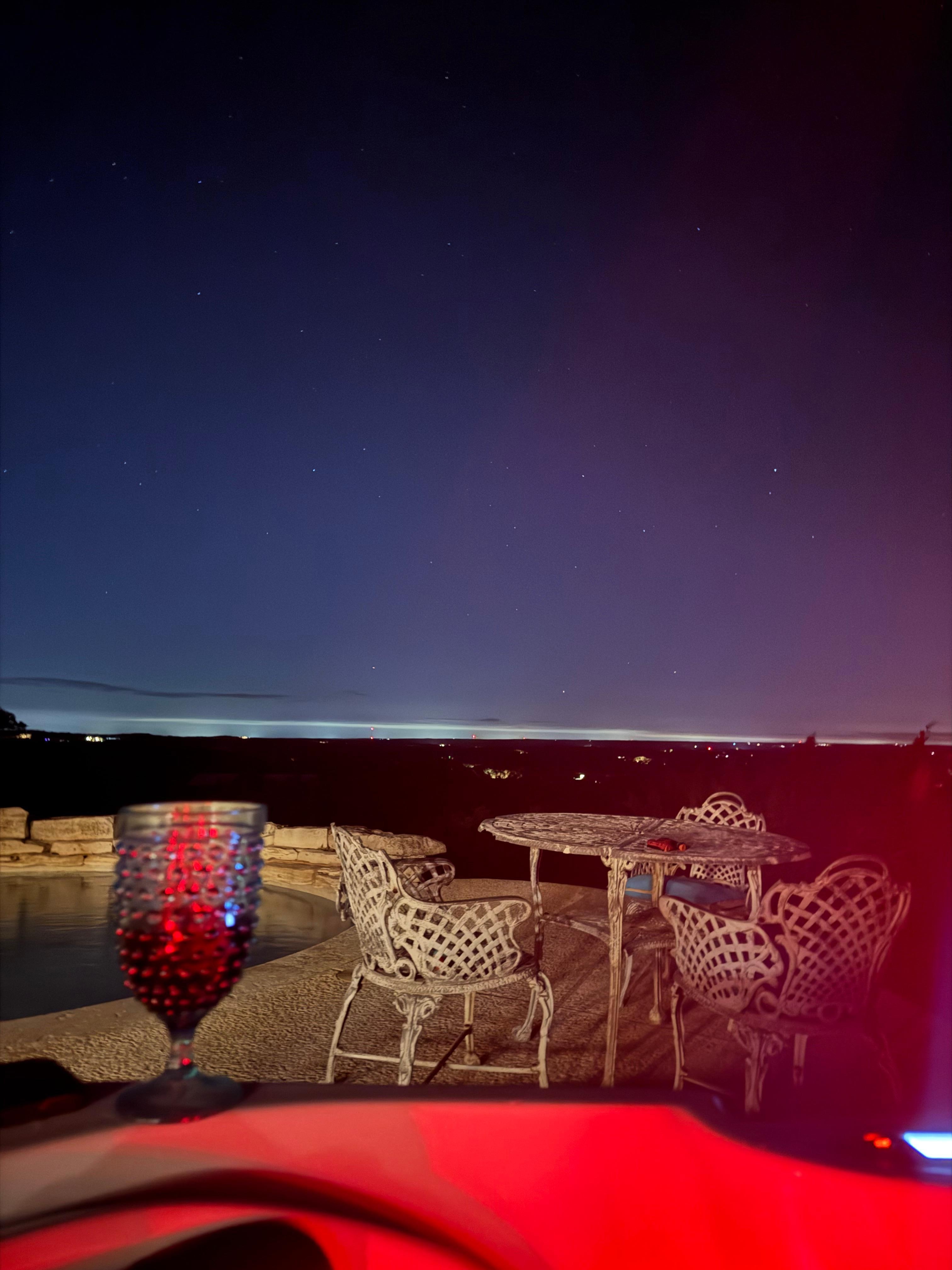 View from the hot tub at night