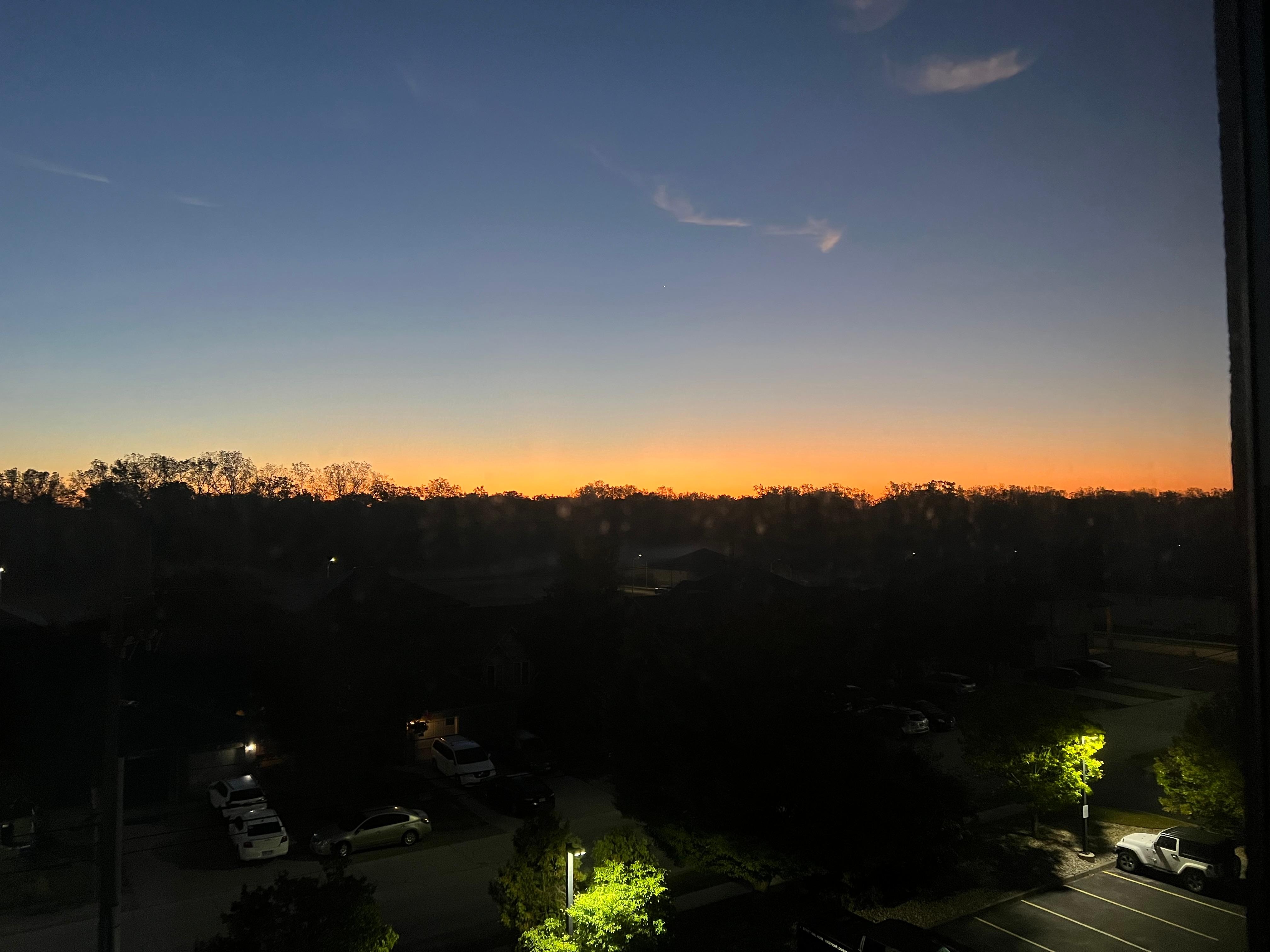 Sunrise out the window. 