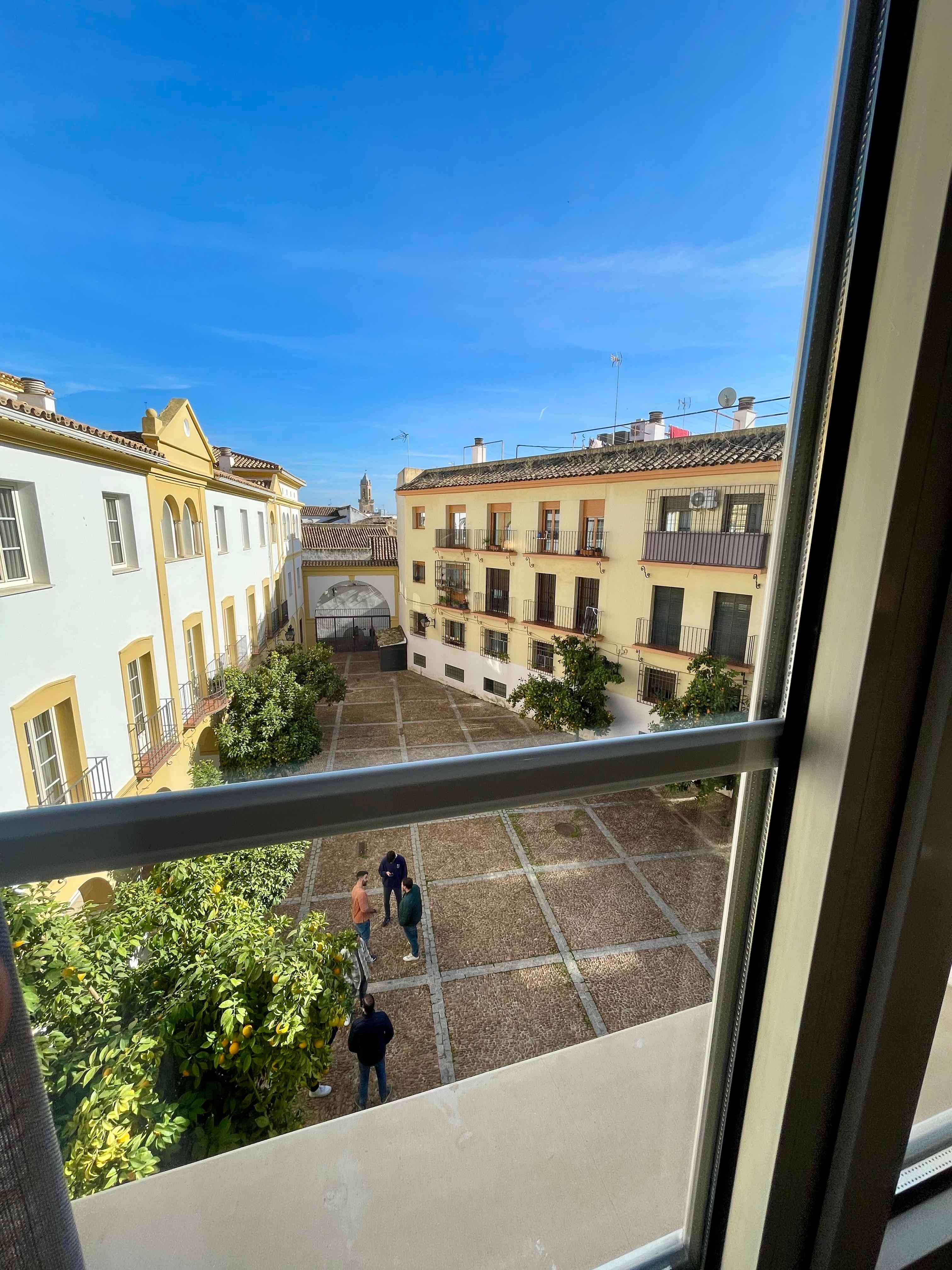 View of courtyard from room window 