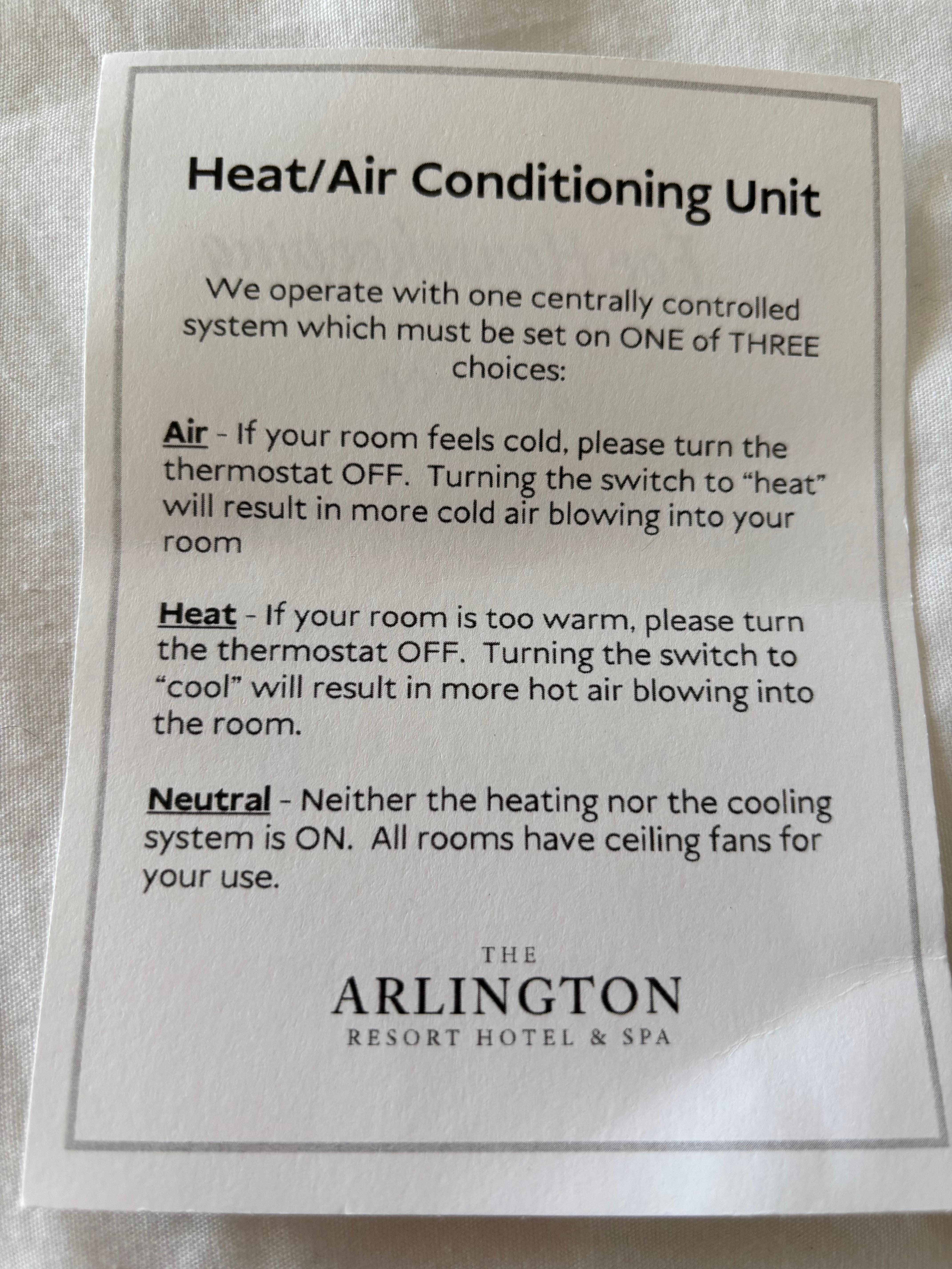 Utterly bizarre and incomprehensible notice about non-existent HVAC system!