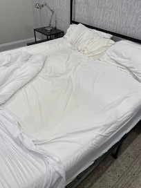 The bed sheets the day we arrived but we didn’t notice until late in the evening.