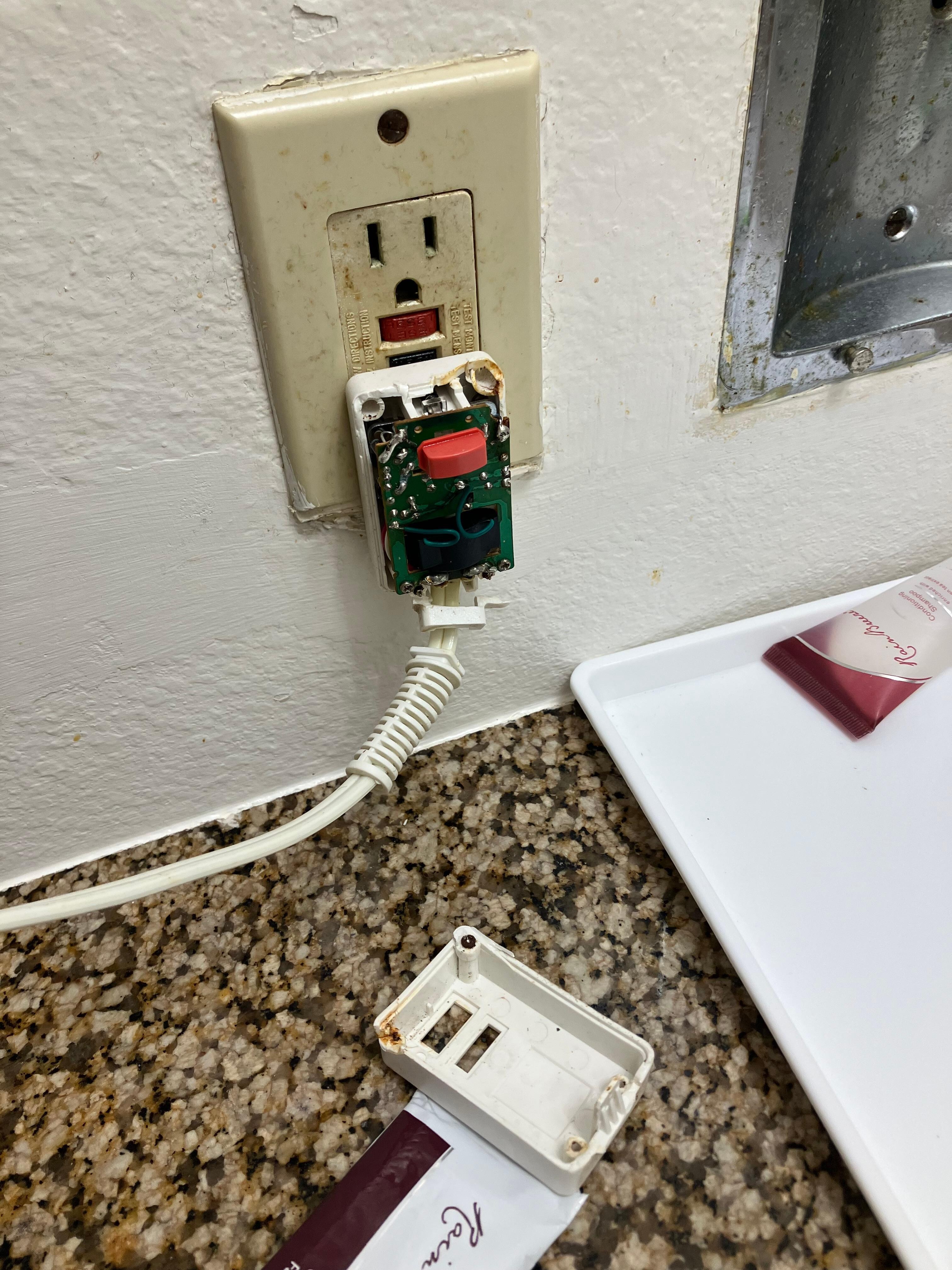 The cover fell off leaving exposed wiring, I accidently touched the edge to remove it and received a shock.