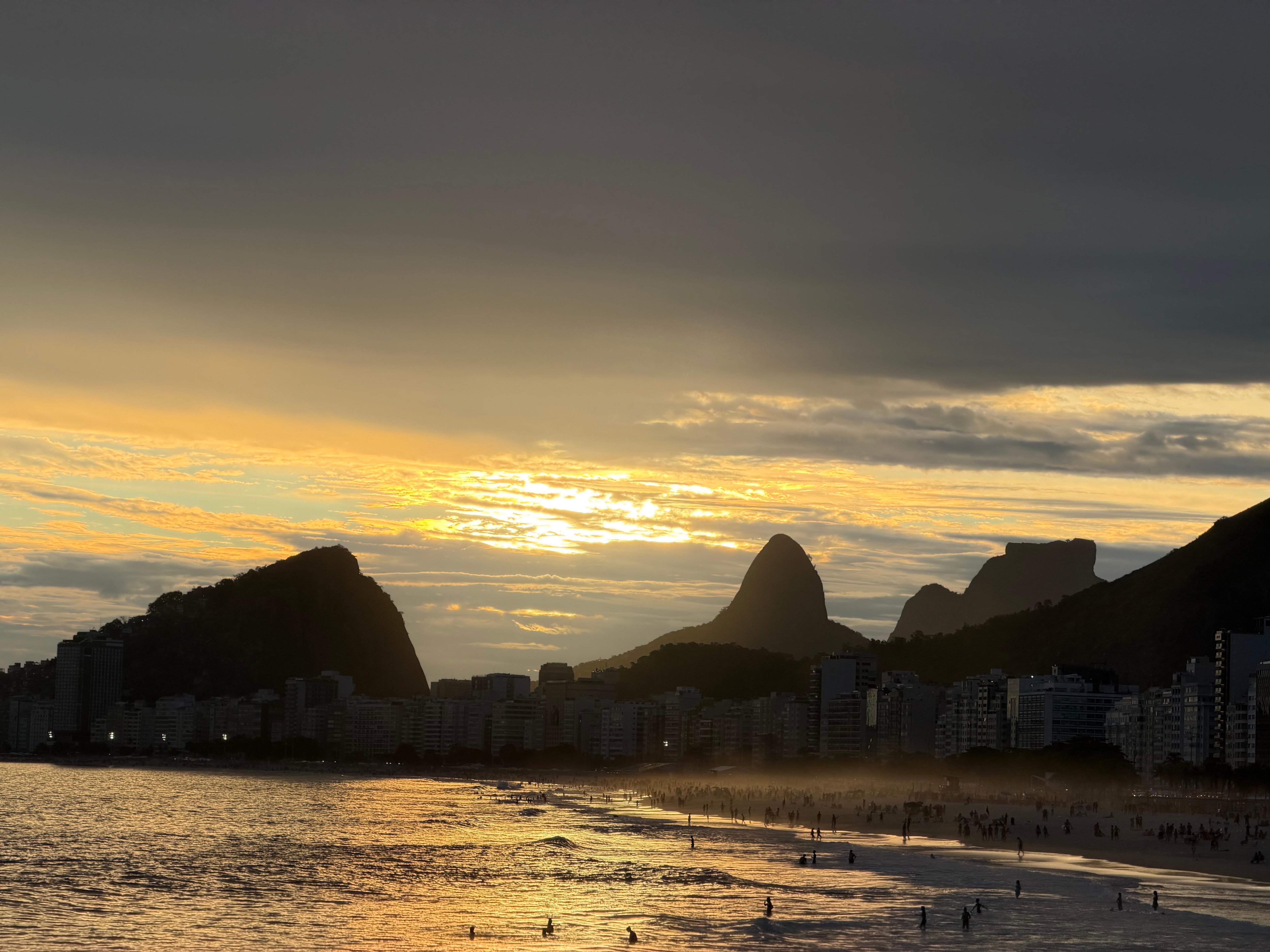 A short walk sunset at the Copa cabana