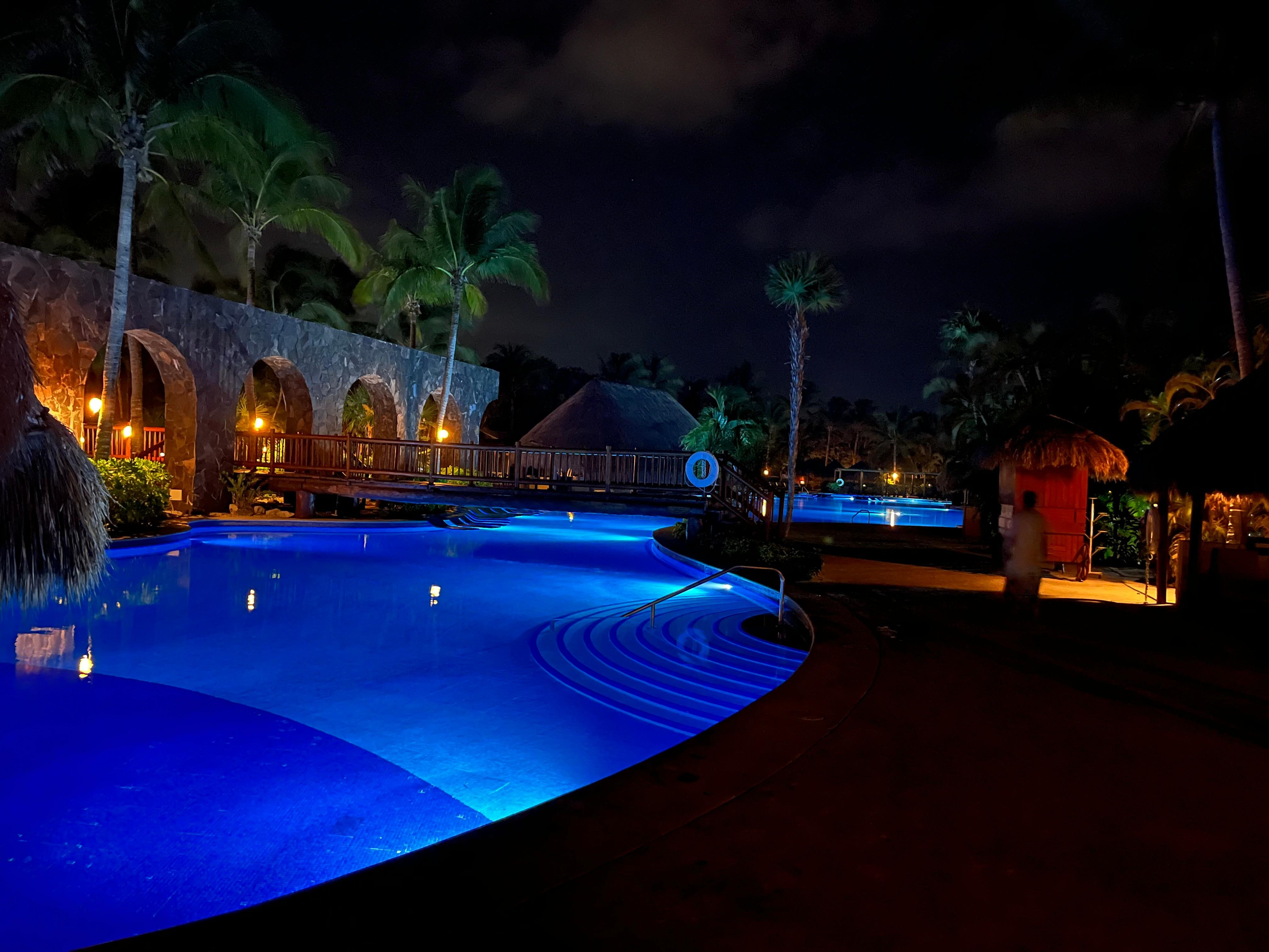 Main pool during the night