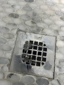 Hair in master bathroom shower. Definitely wasn’t cleaned.