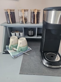 Coffee station in the upstairs room.