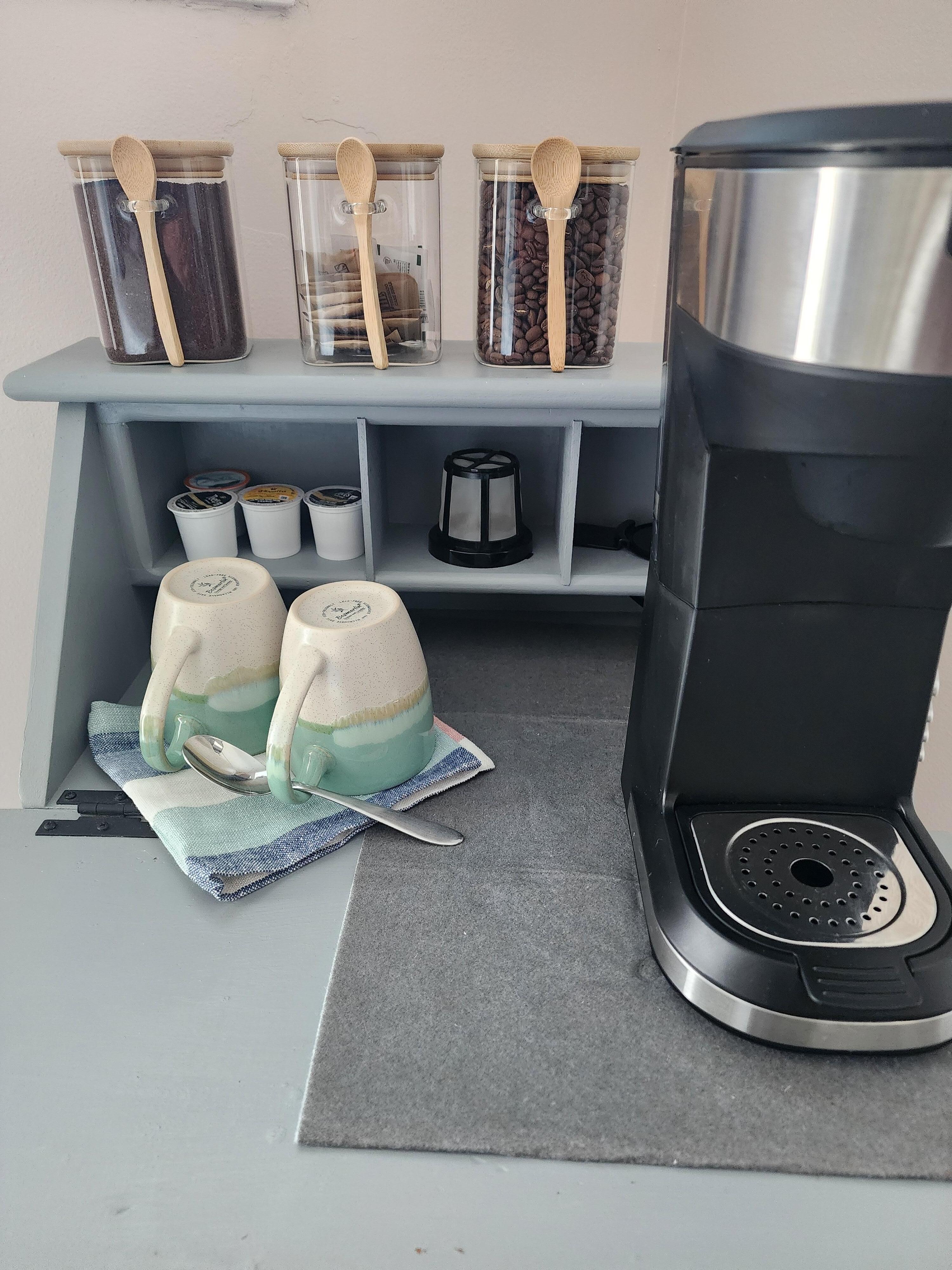 Coffee station in the upstairs room. 