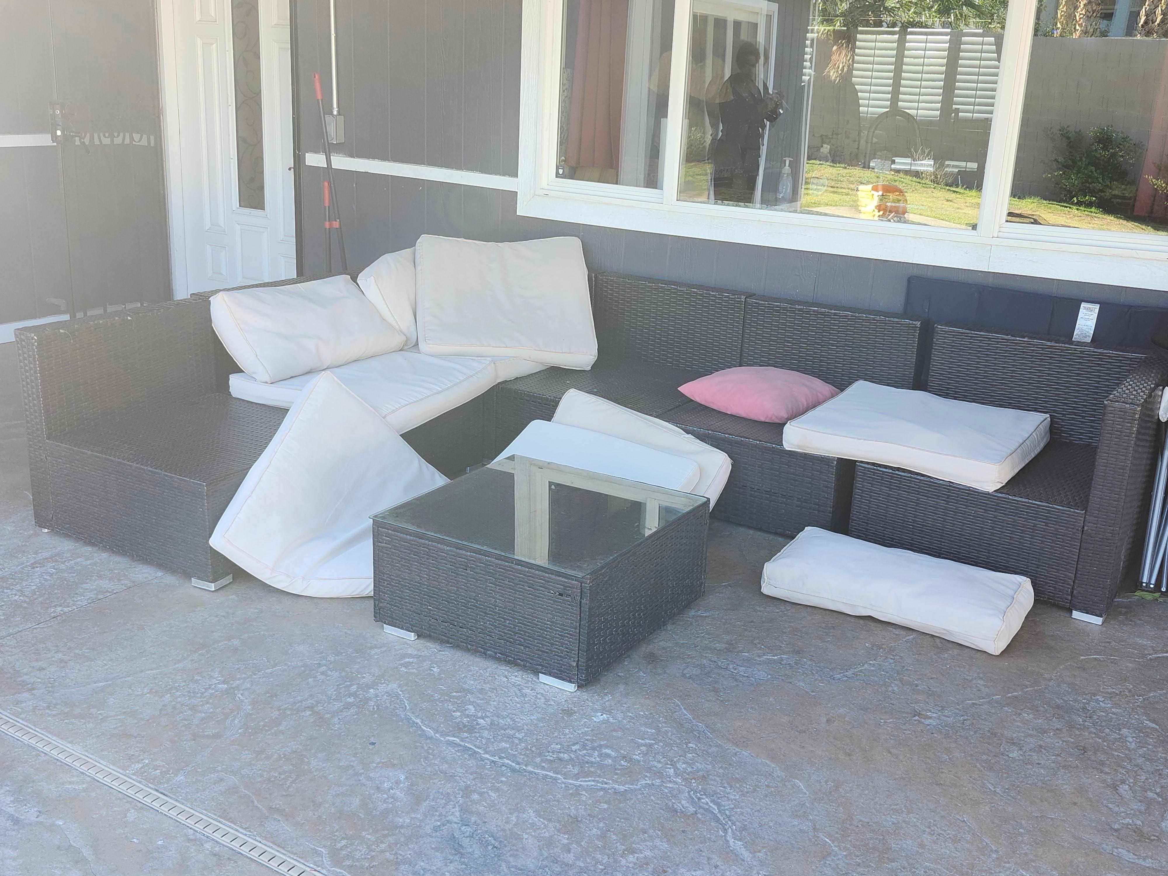 Patio cushions upon arrival