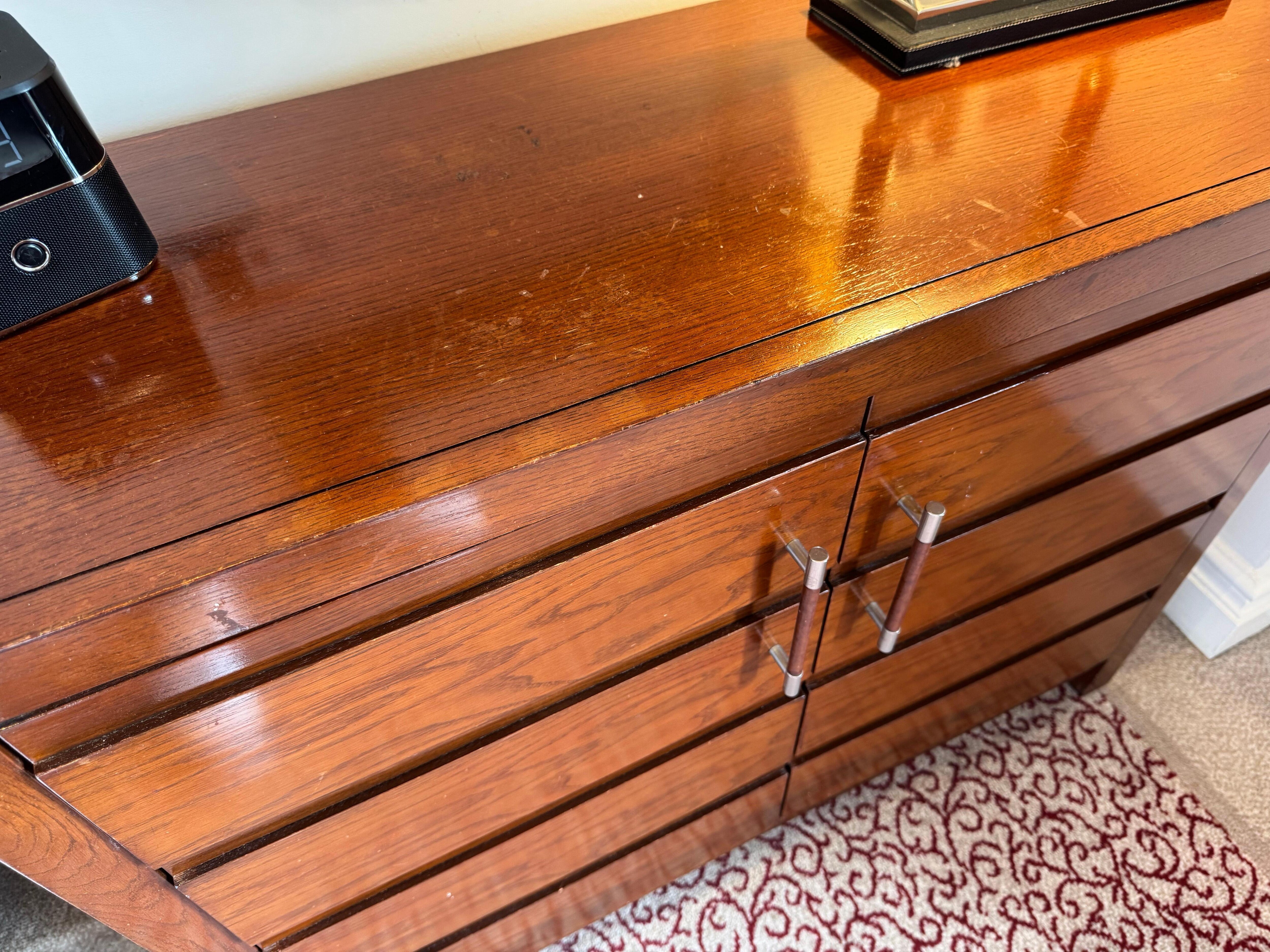 Dresser top with significant surface scratches and fading