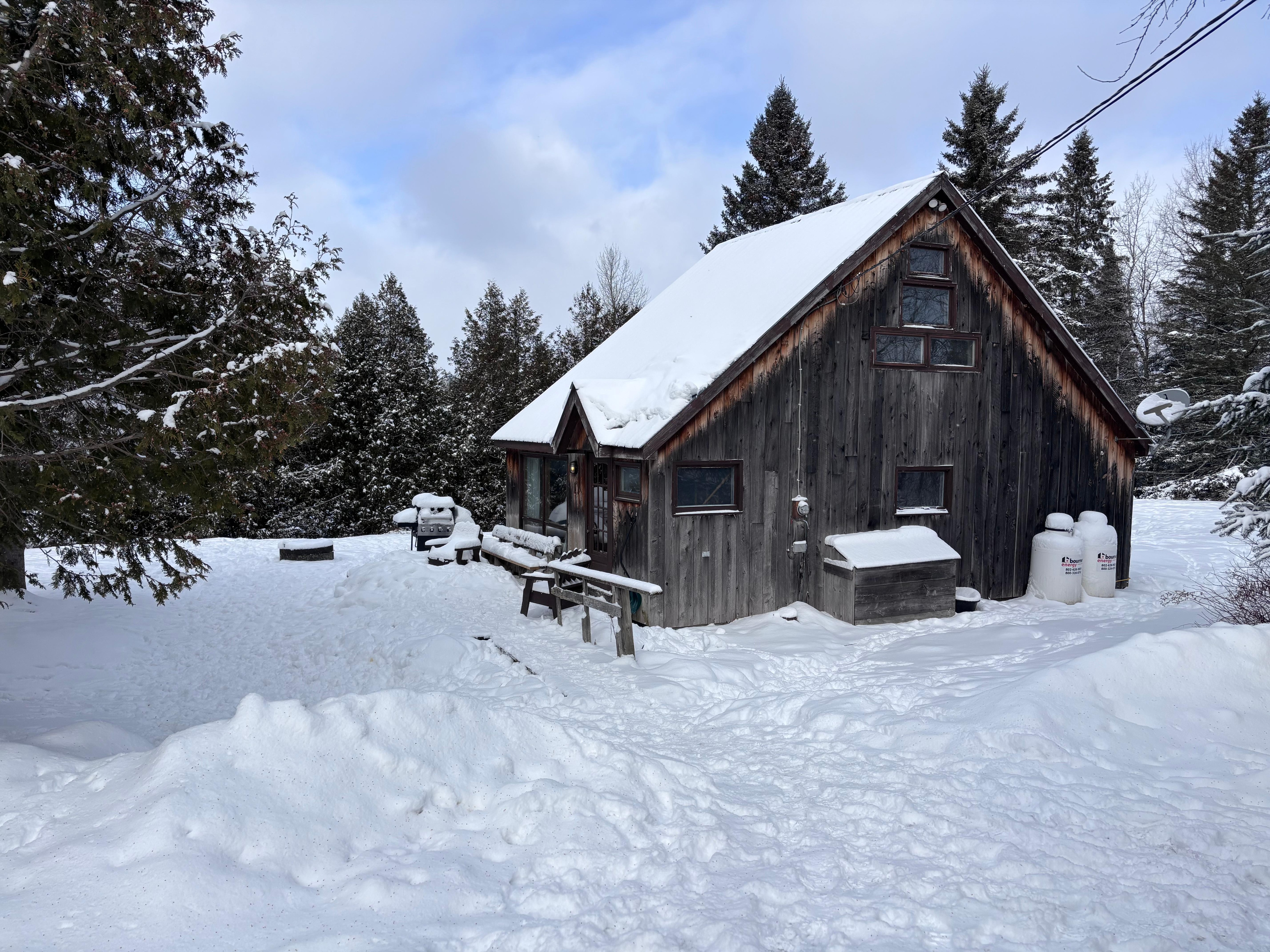 View from driveway, lots of snow