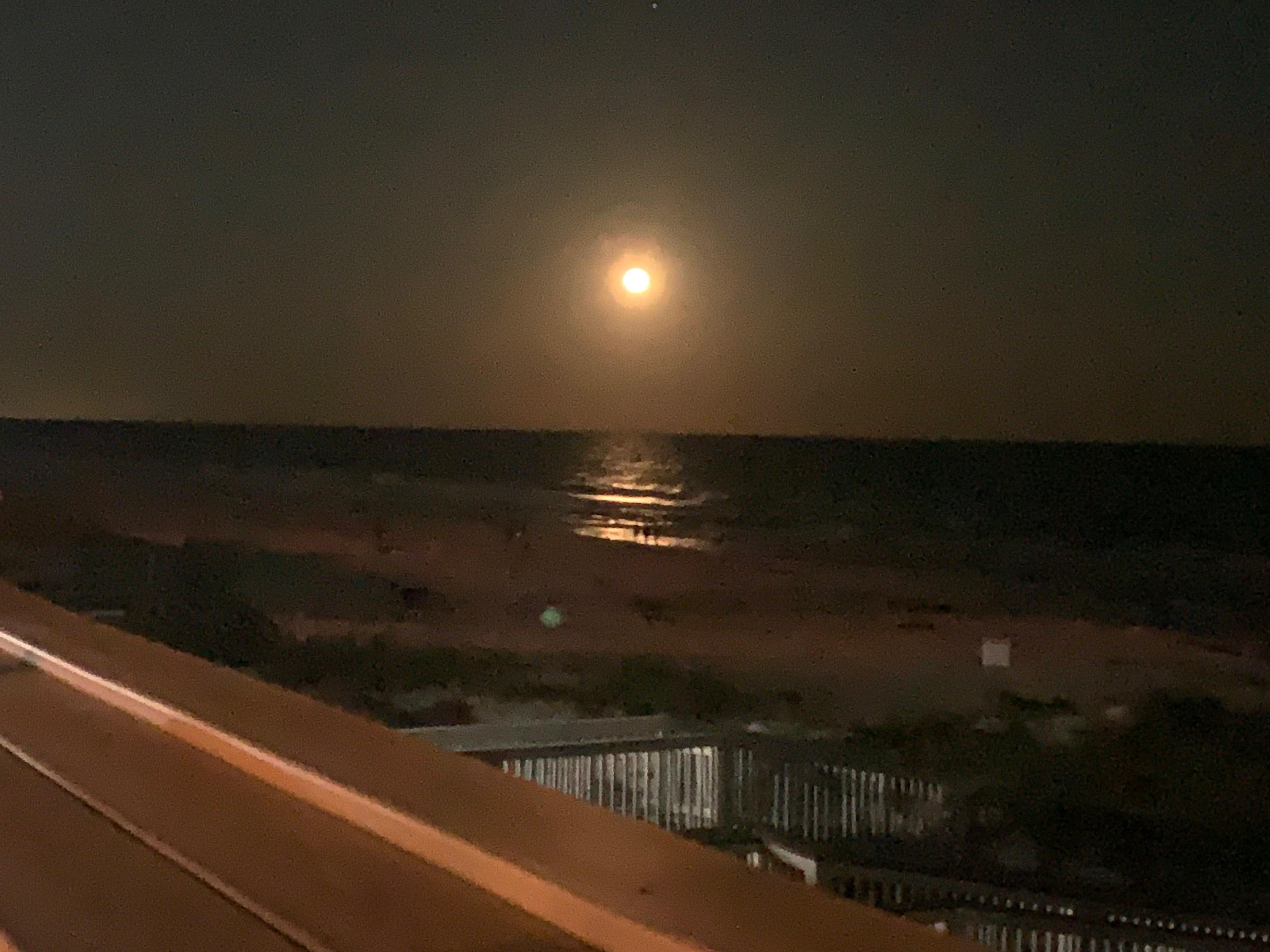 Moon view from main deck. Proximity to beach is unbeatable.
