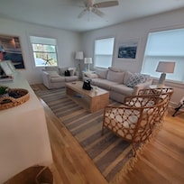 The living area had plenty of room for family. We were in town for a funeral, and we had plenty of room for extended family who came by