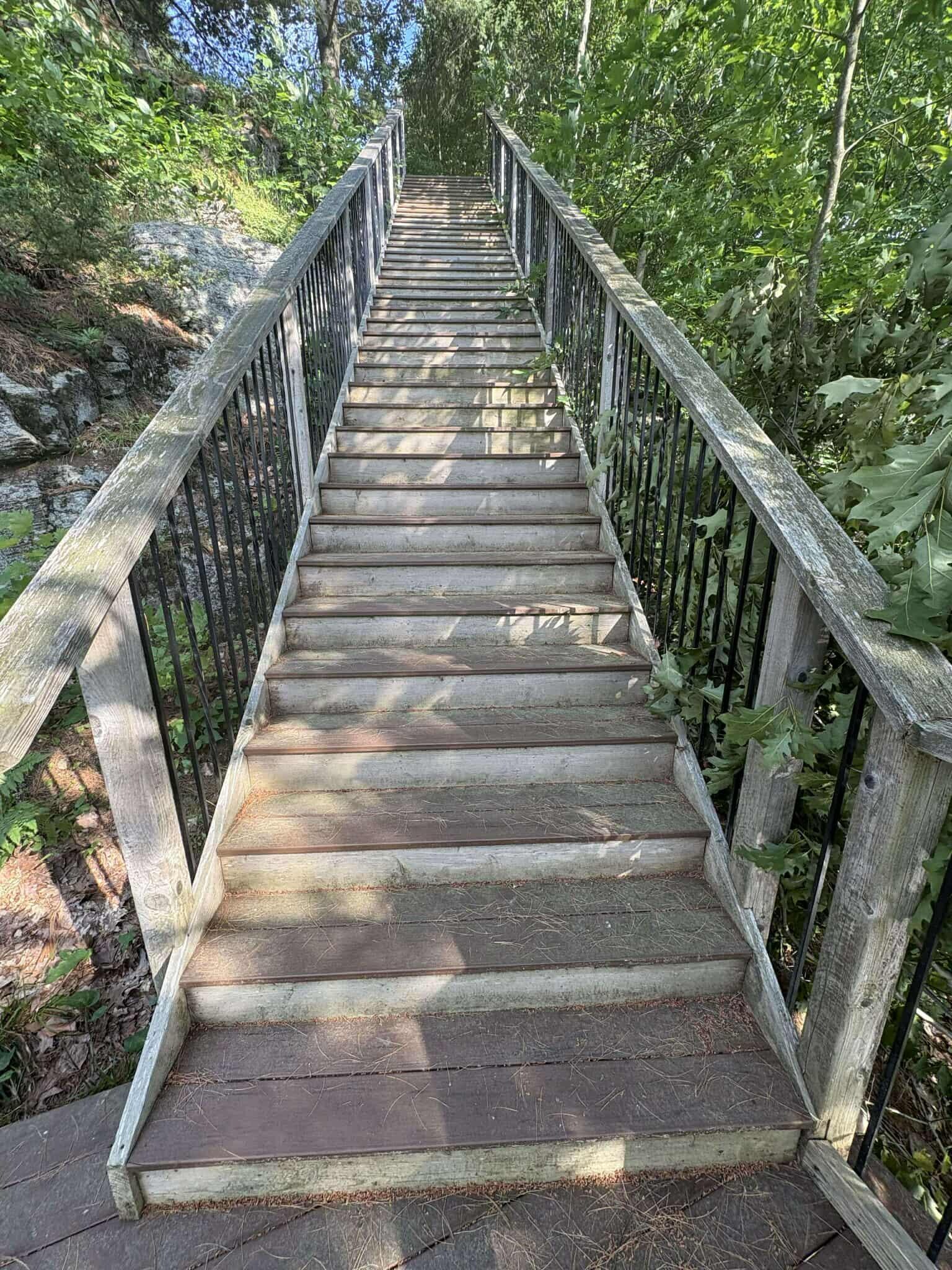 Dock stairs from the middle level, looking up