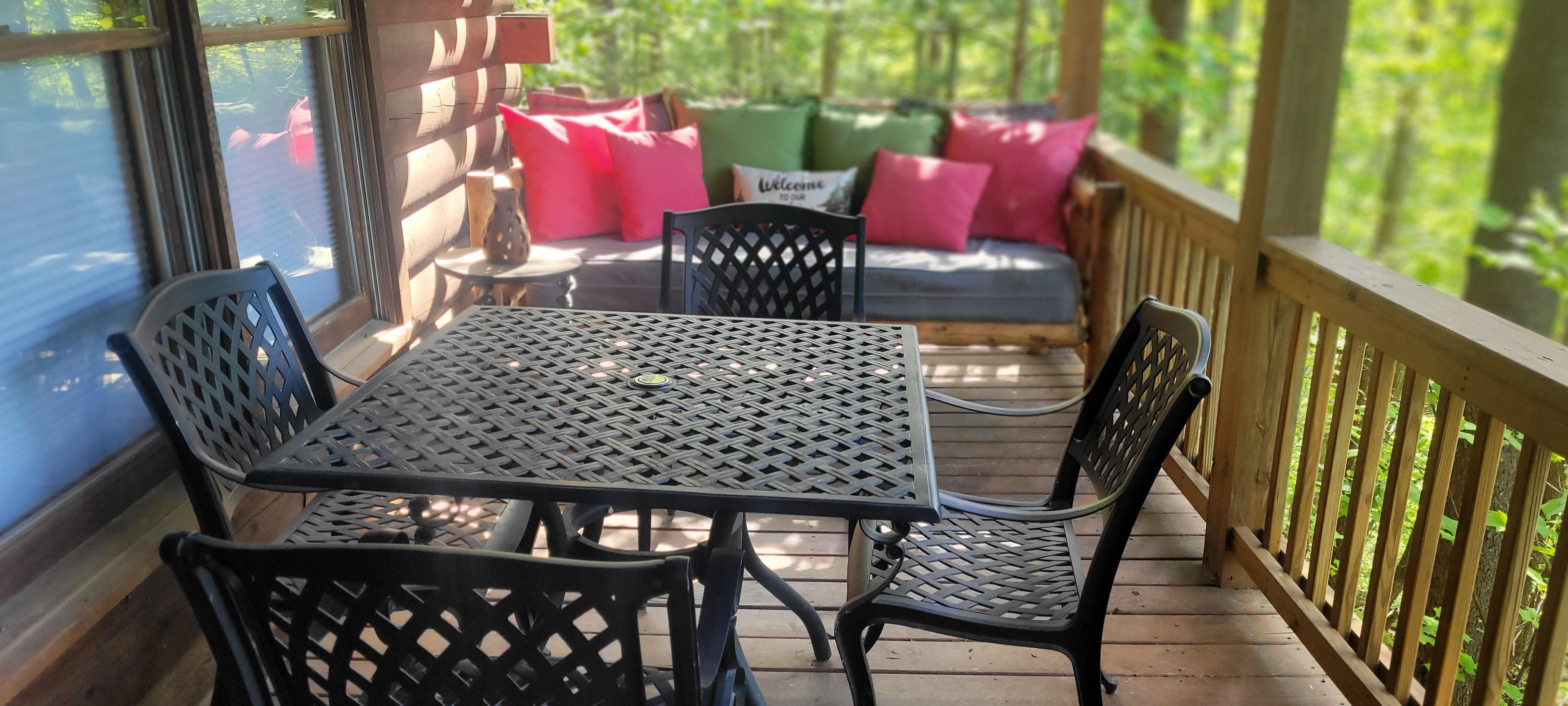 I had to clean the table and chairs before we could even sit. 