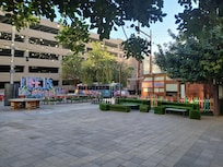 Rear patio. Giant beer pong and other interesting areas for entertainment.