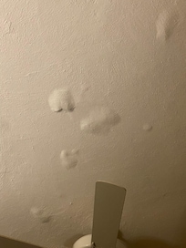 Water bubbles on the ceiling.
