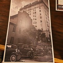 Back of menu for on site restaurant showing the nostalgia of Gennetti Hotel in years past