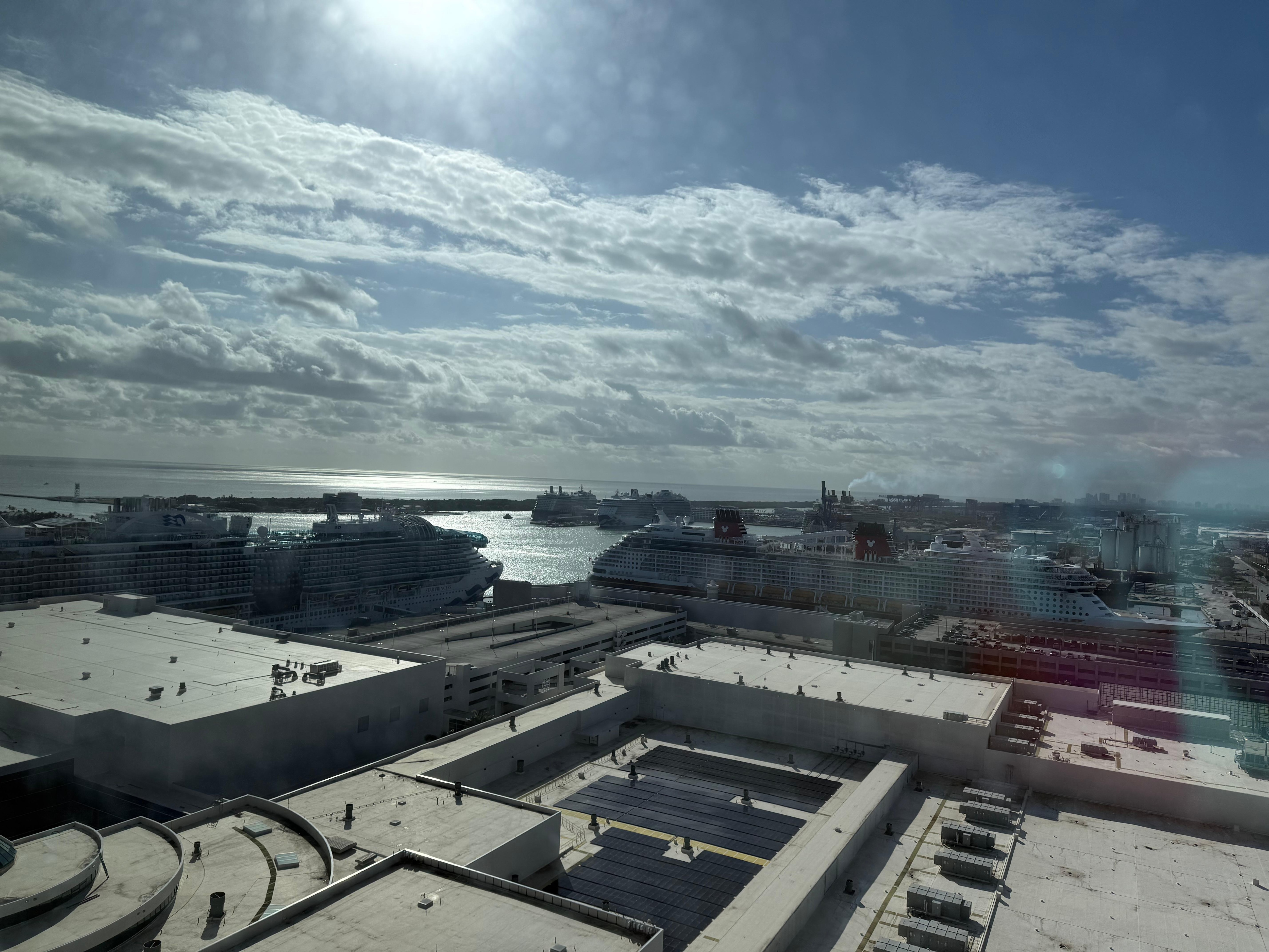 View of Port Everglades from our room on 25th floor. Watched the ships arrive and leave. 