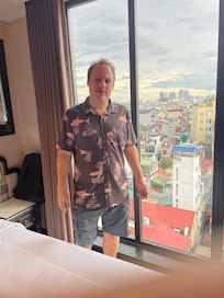 The window in the tenth floor room of the Proverb Hotel