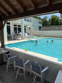 Outside at the pool bar