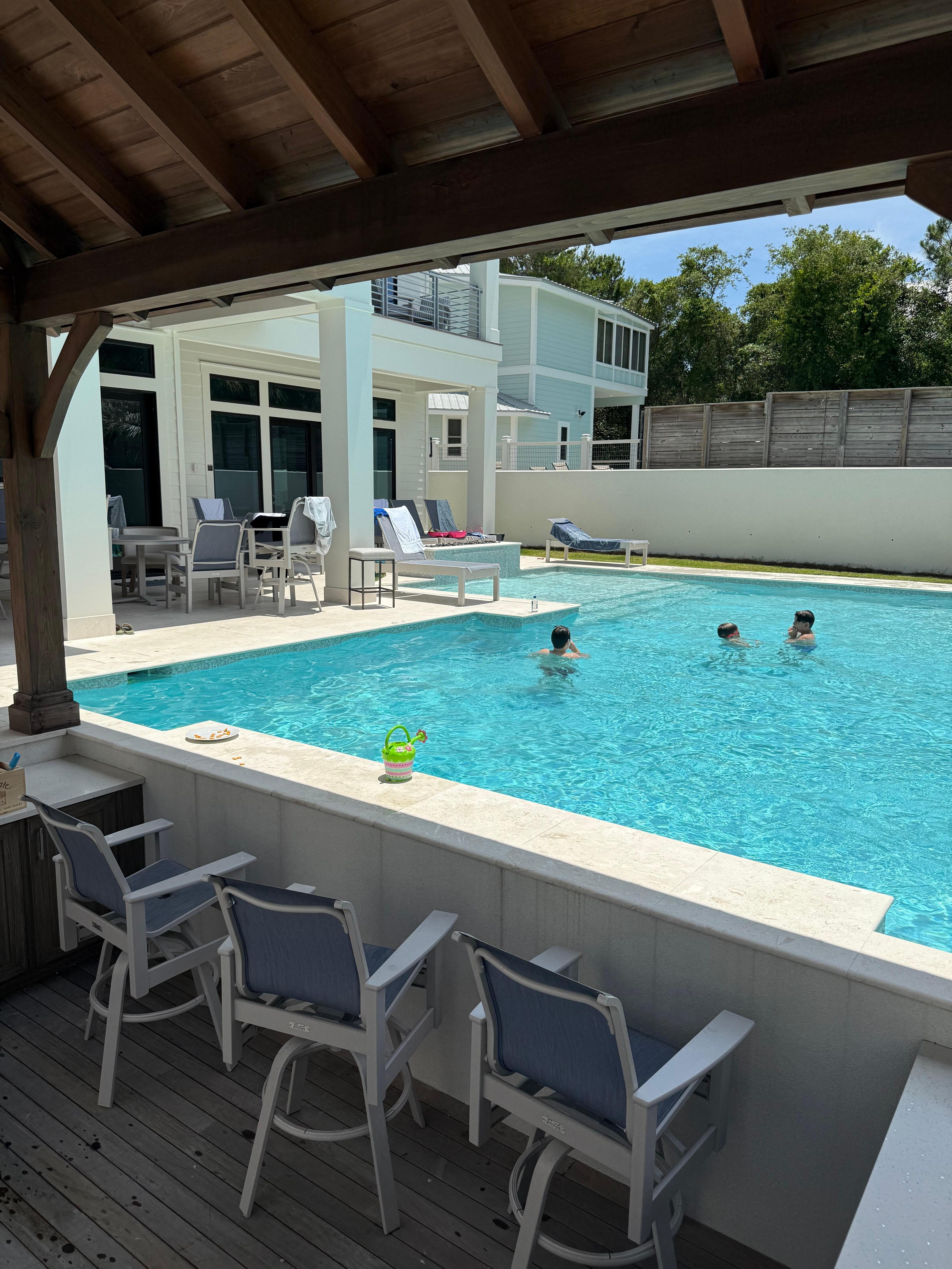 Outside at the pool bar 