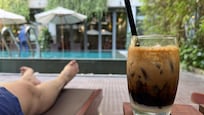 Coconut coffee by the pool