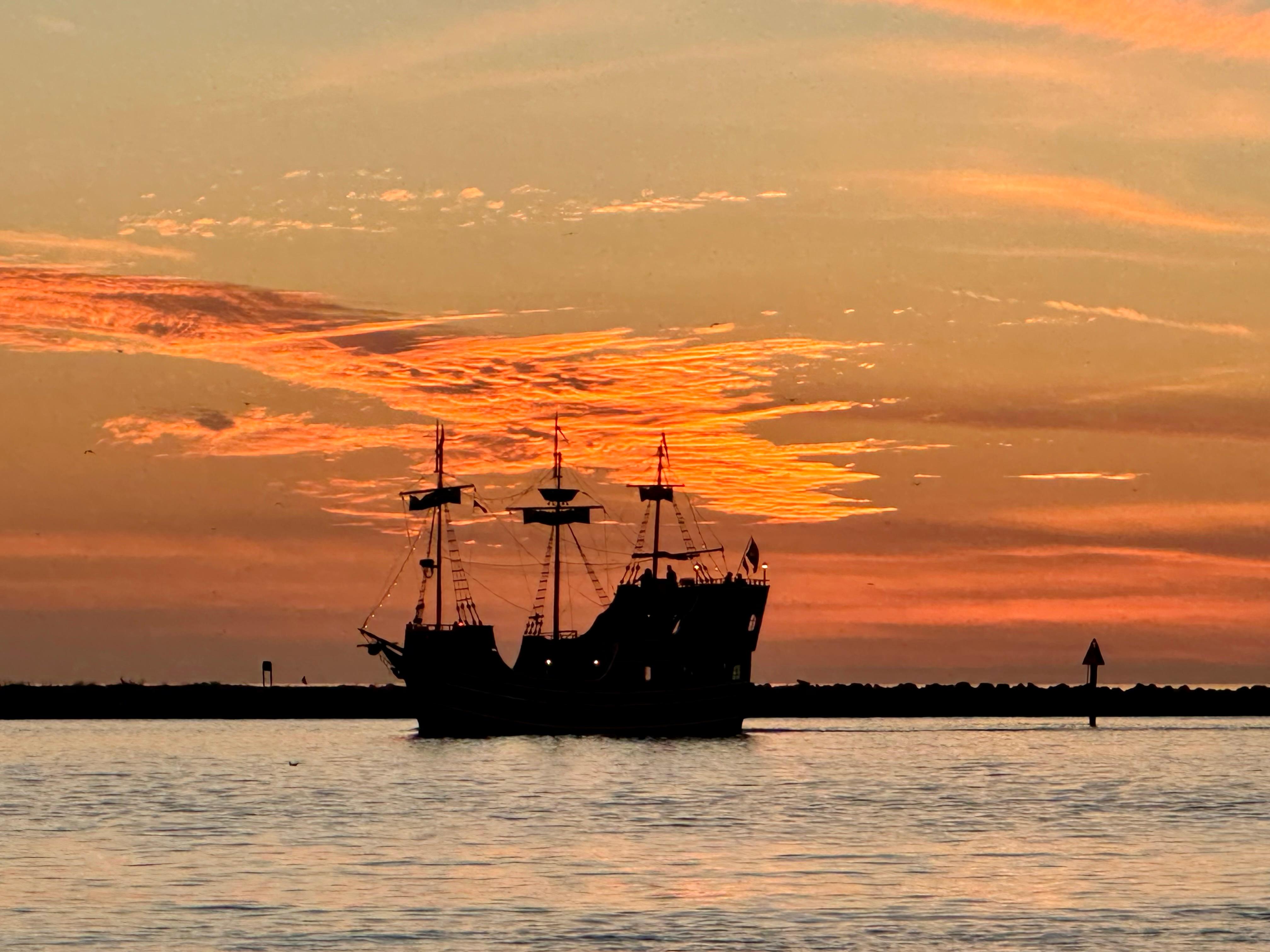 Pirate ship sails by every night. 