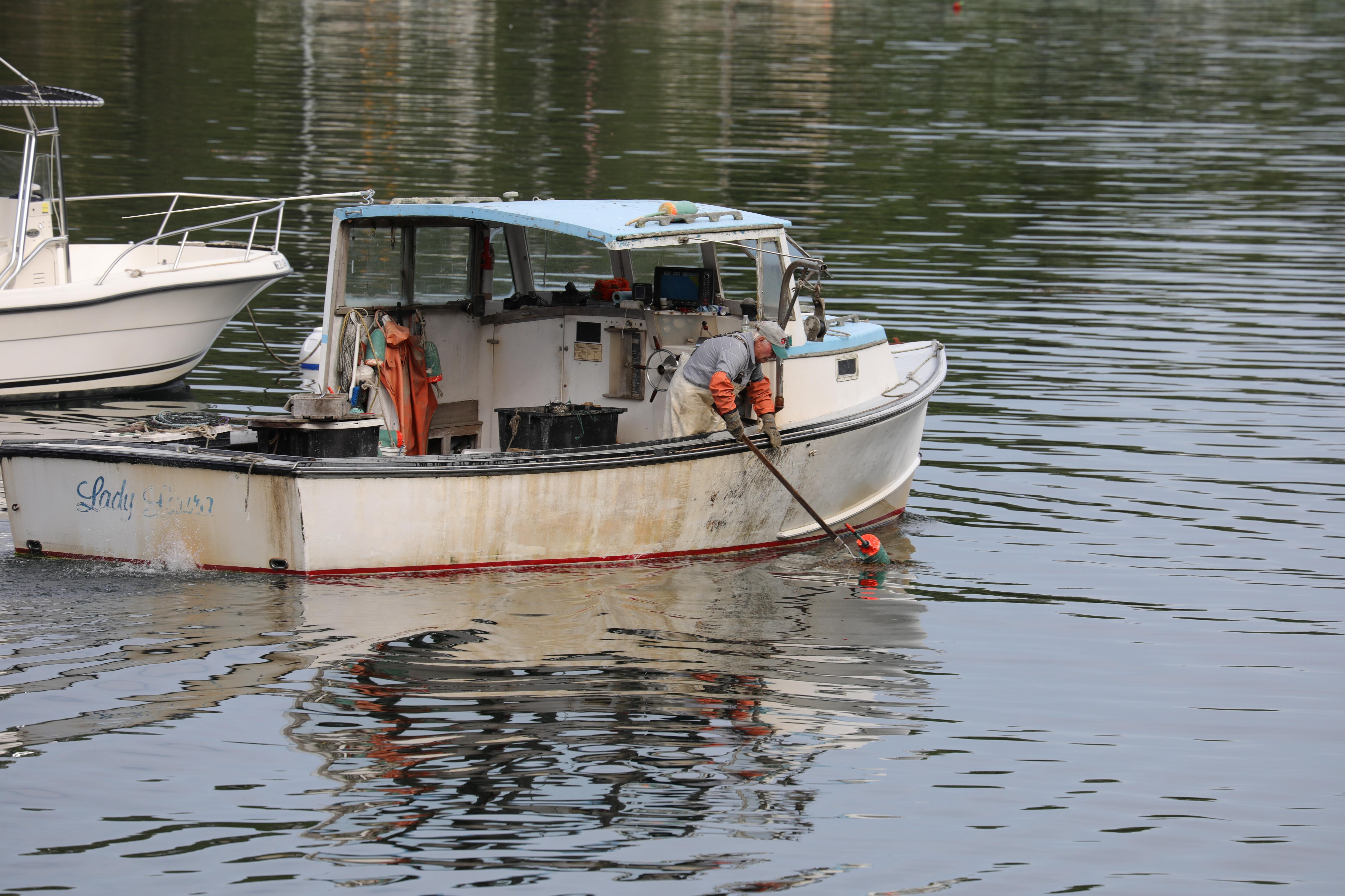 Lobsterman in front of the cottage. 