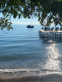 Free sunbeds on the pier or right on the beach by the terrace