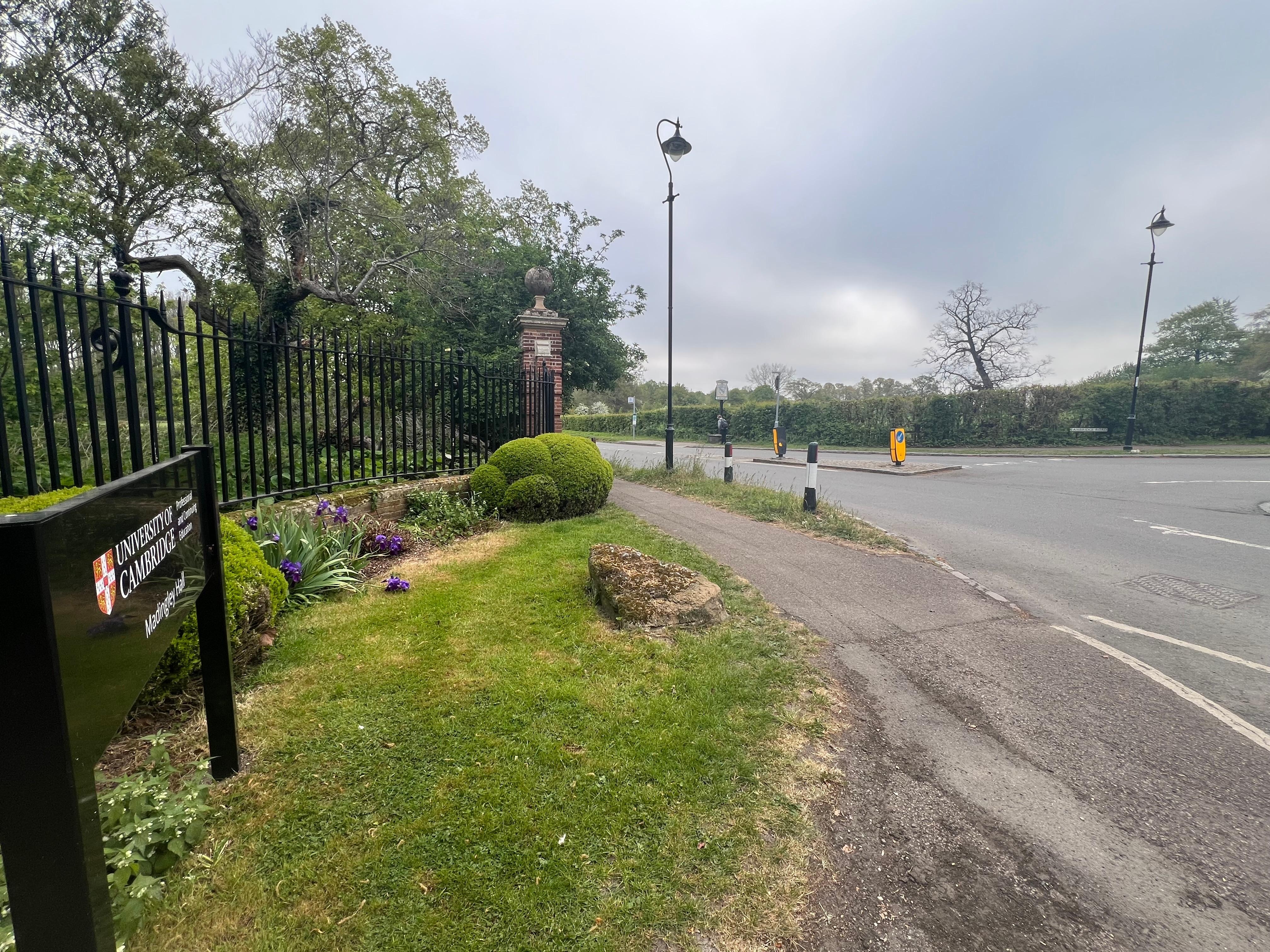 Bus stop just outside the entrance