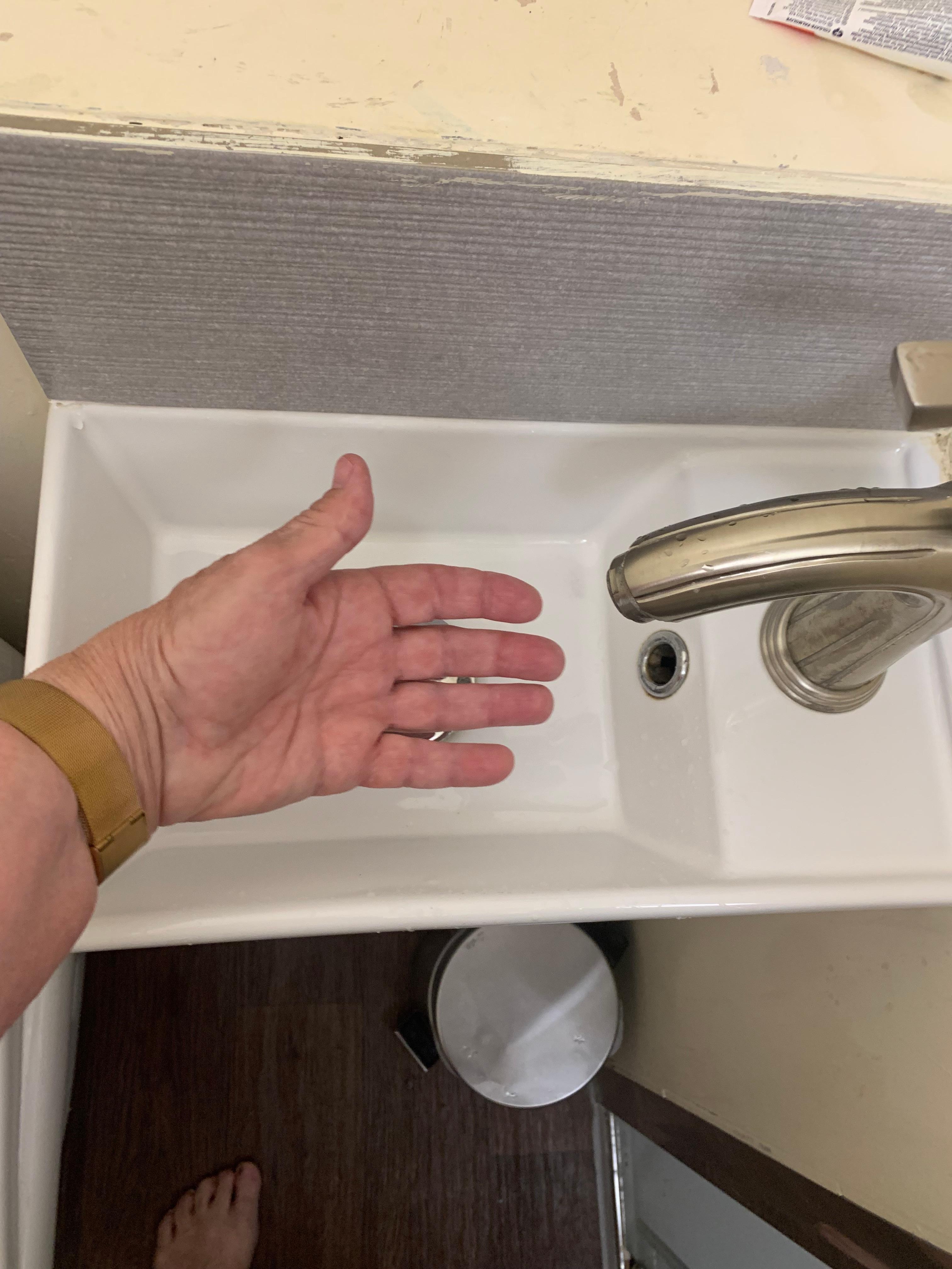 Tiny sink. I couldn’t wash my hands in it without splashing water outside the sink