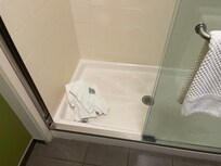 Towels on shower floor