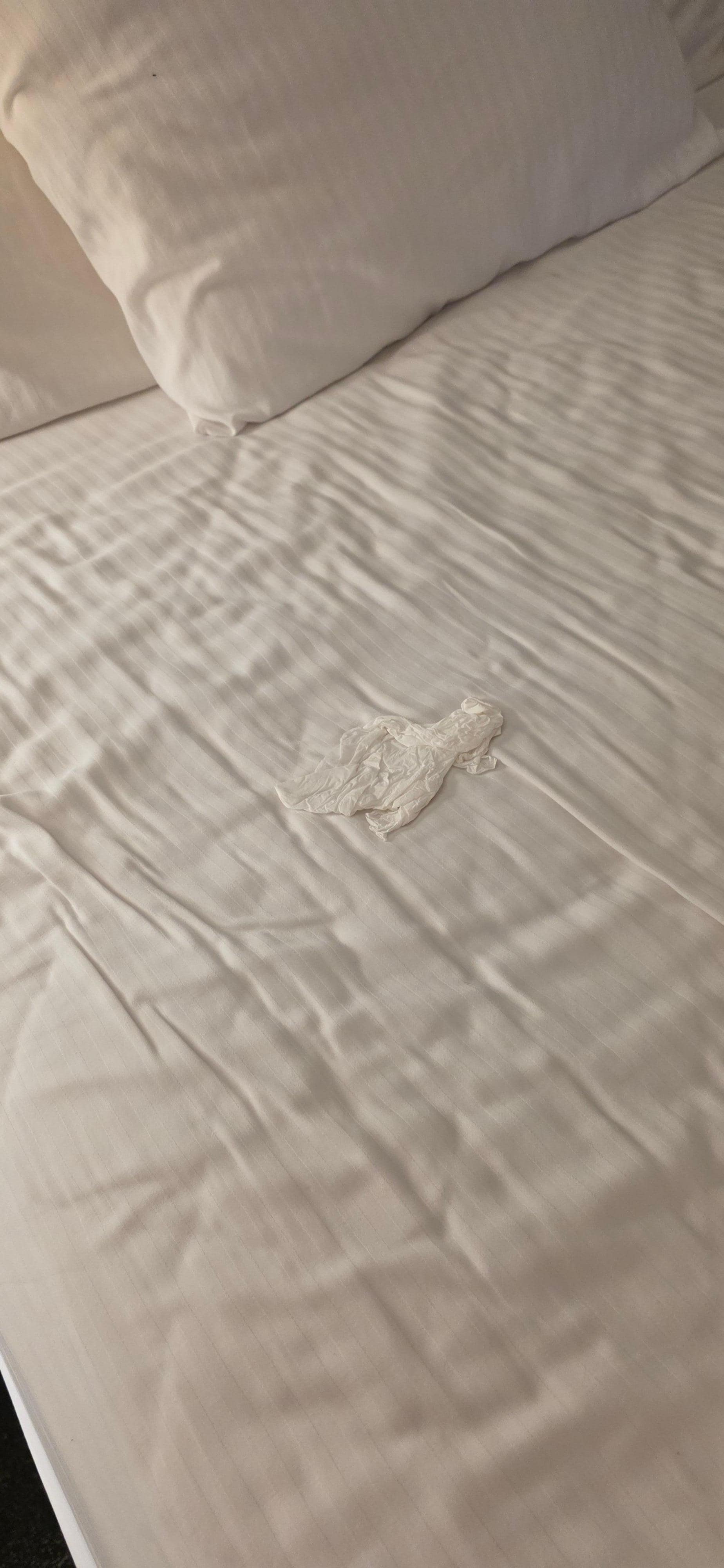 Tissue on bed when my son was getting into bed