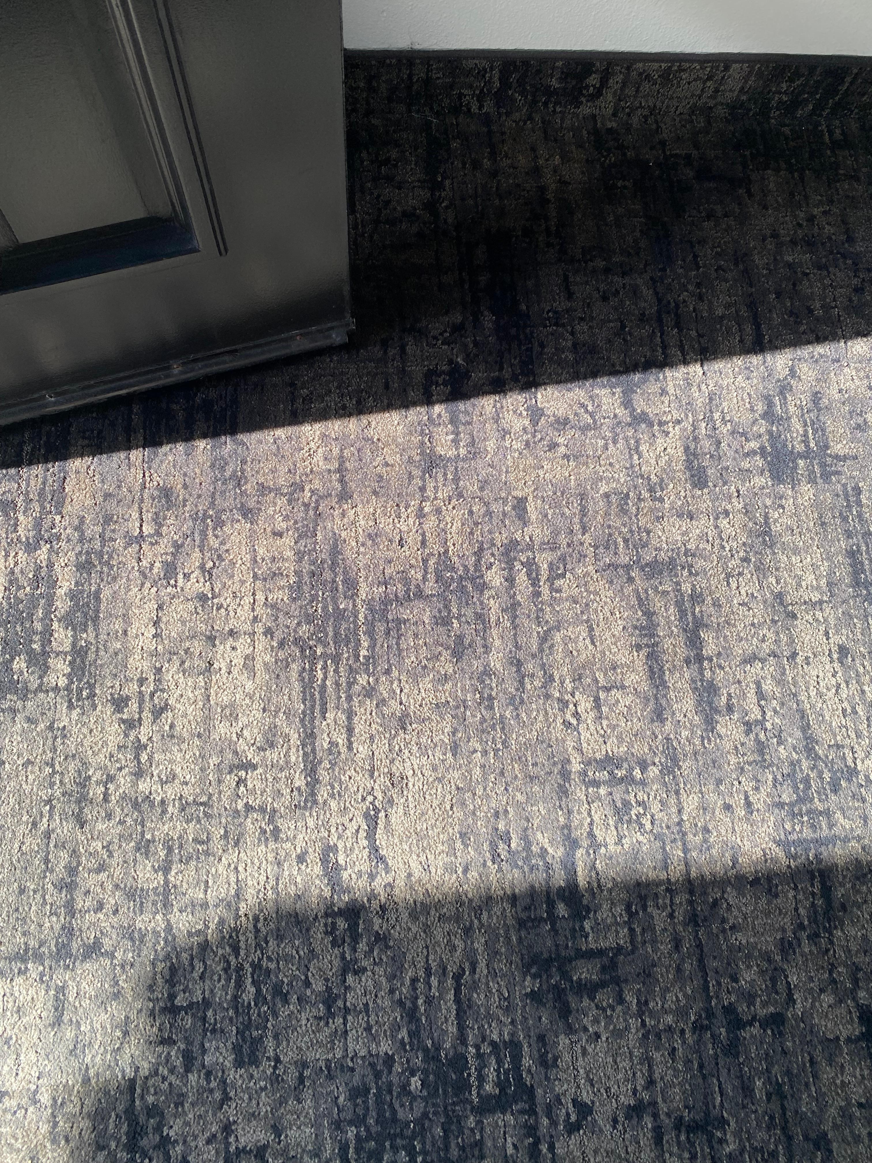 Dark carpet, looks grey only at the door in sunlight