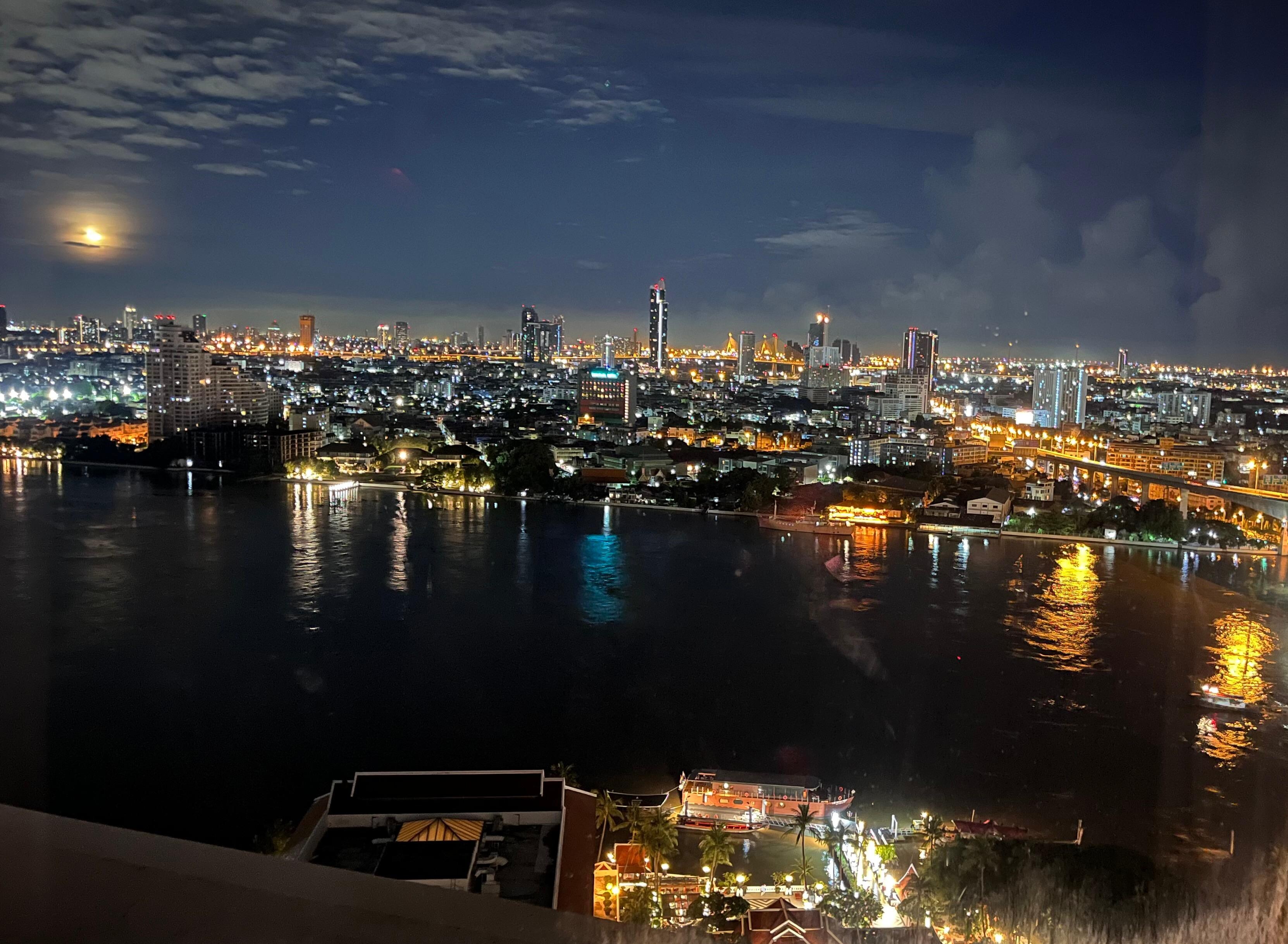 23rd floor view of the moon over Chao Phraya 