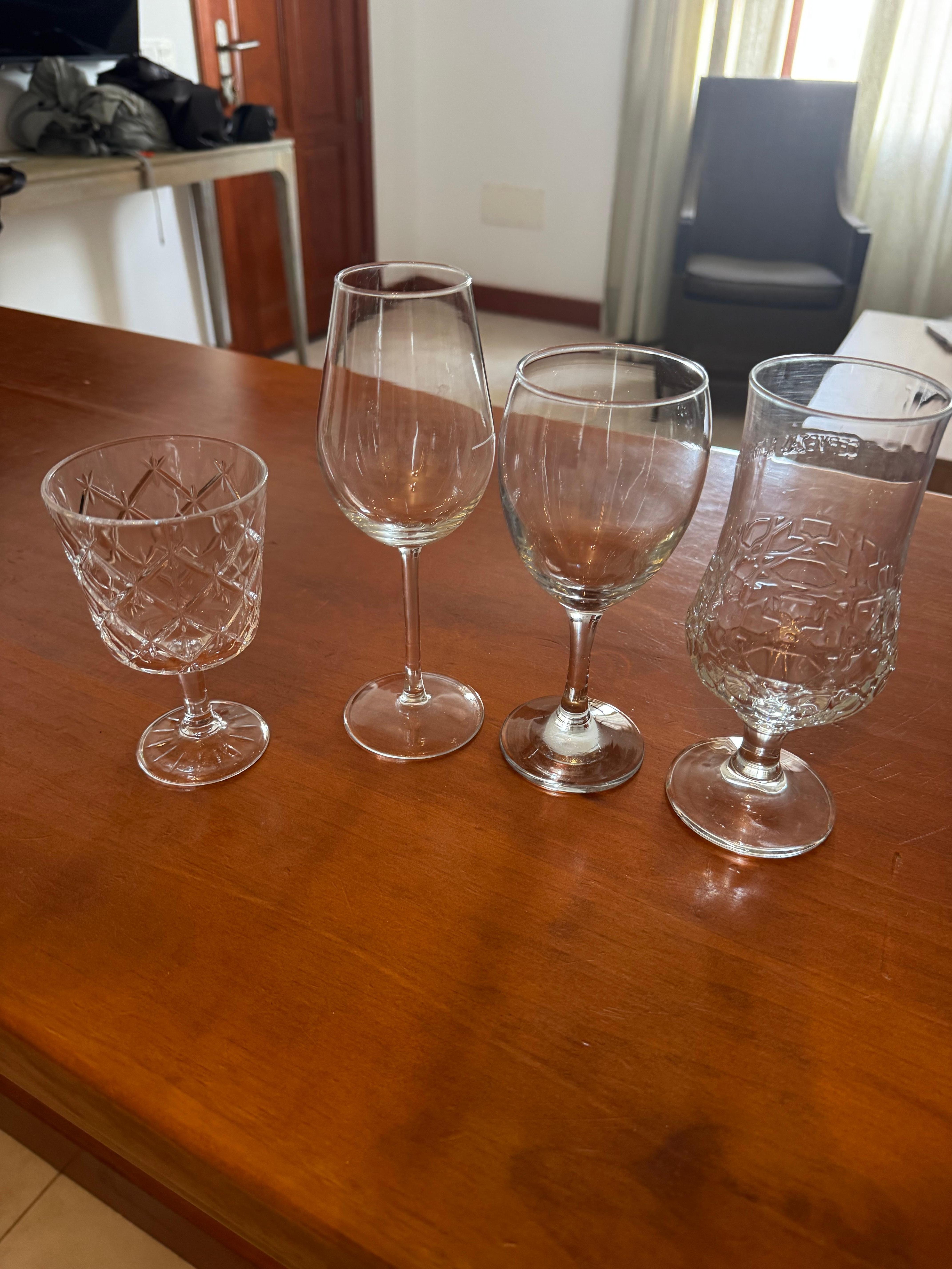 The only wine glasses in the “luxury rental.” No 2 matched