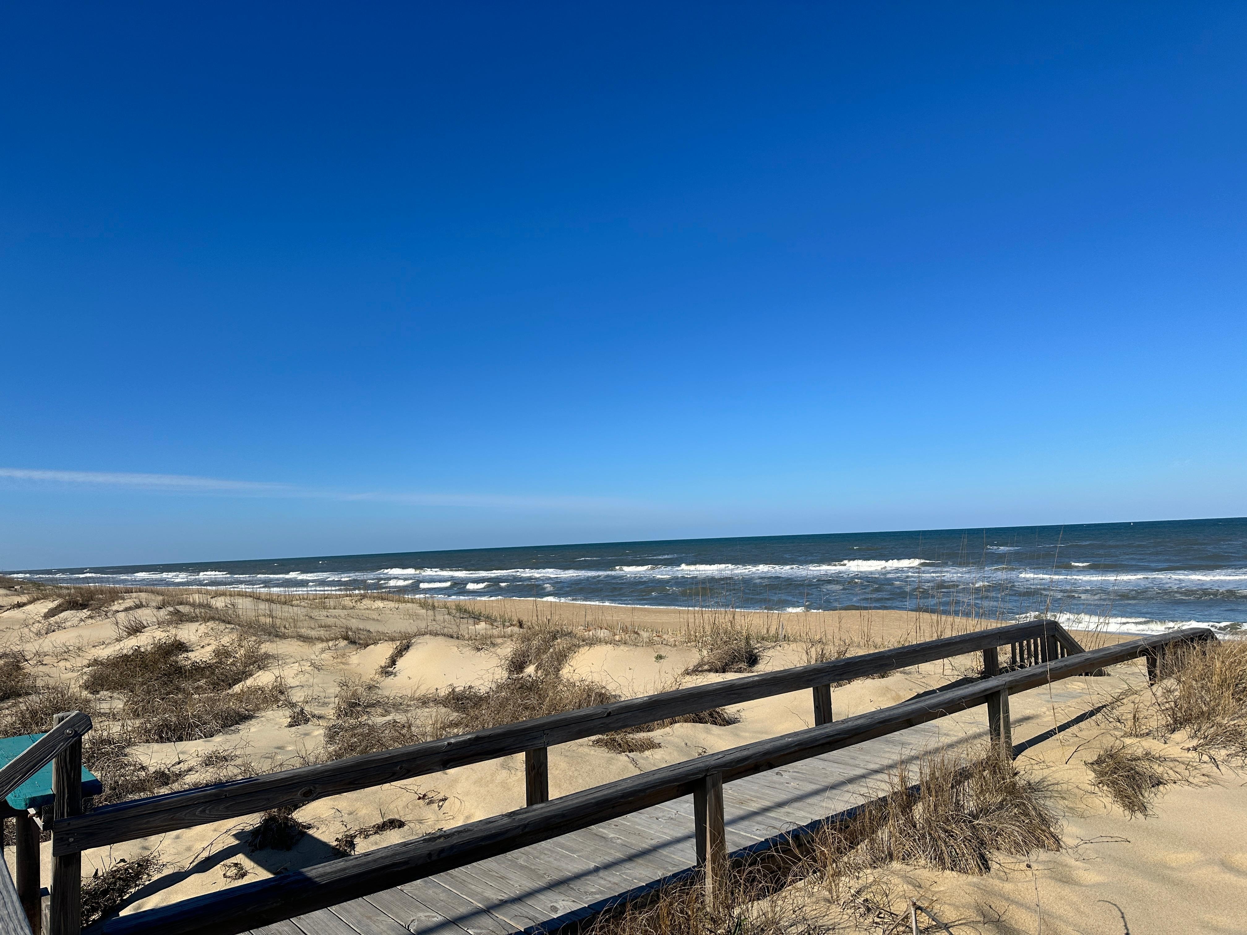 View of beach from  the deck