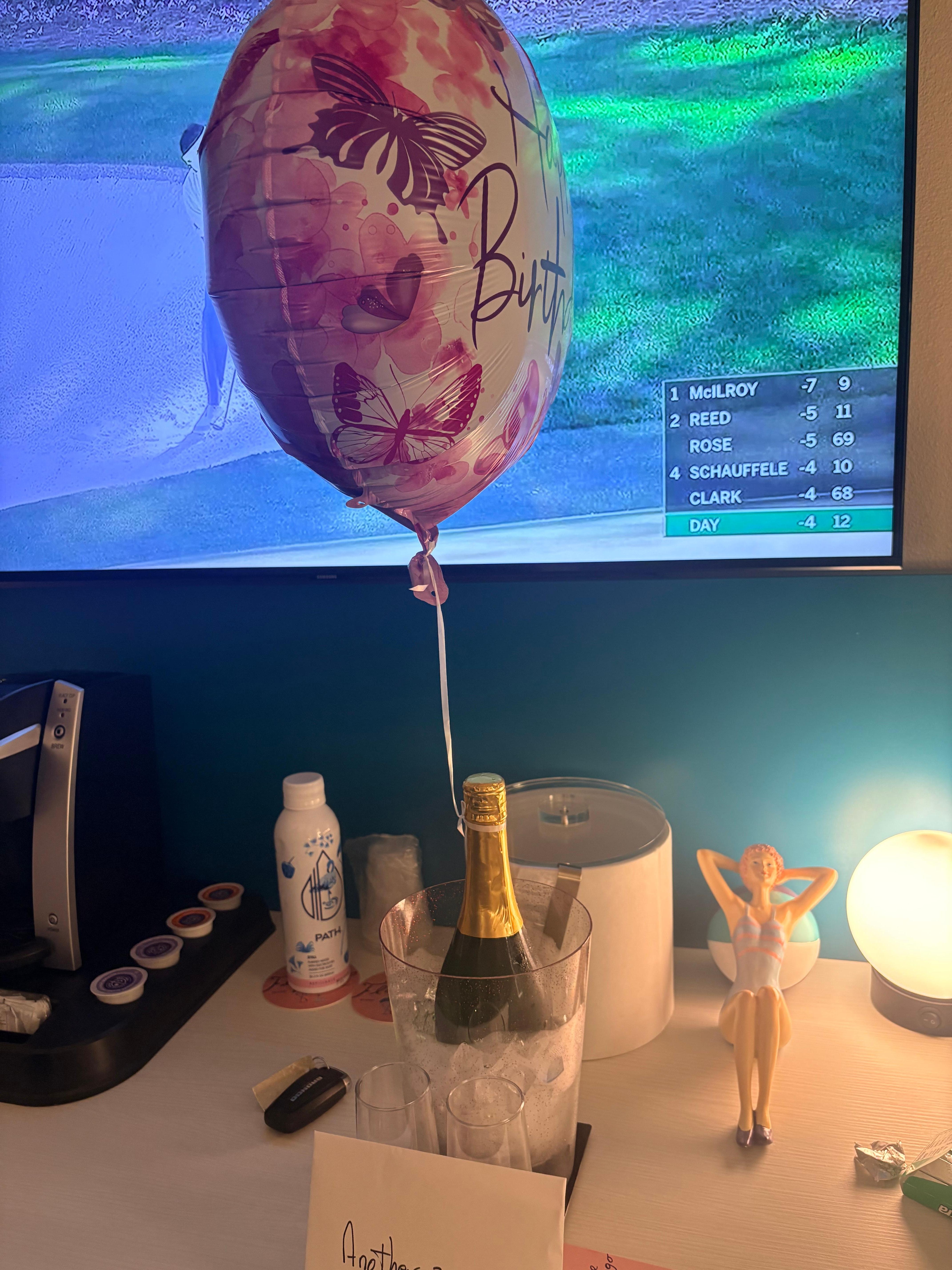 Birthday surprise left in my room from the Blue Flamingo.  Thanks again, Jose!