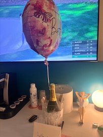 Birthday surprise left in my room from the Blue Flamingo. Thanks again, Jose!
