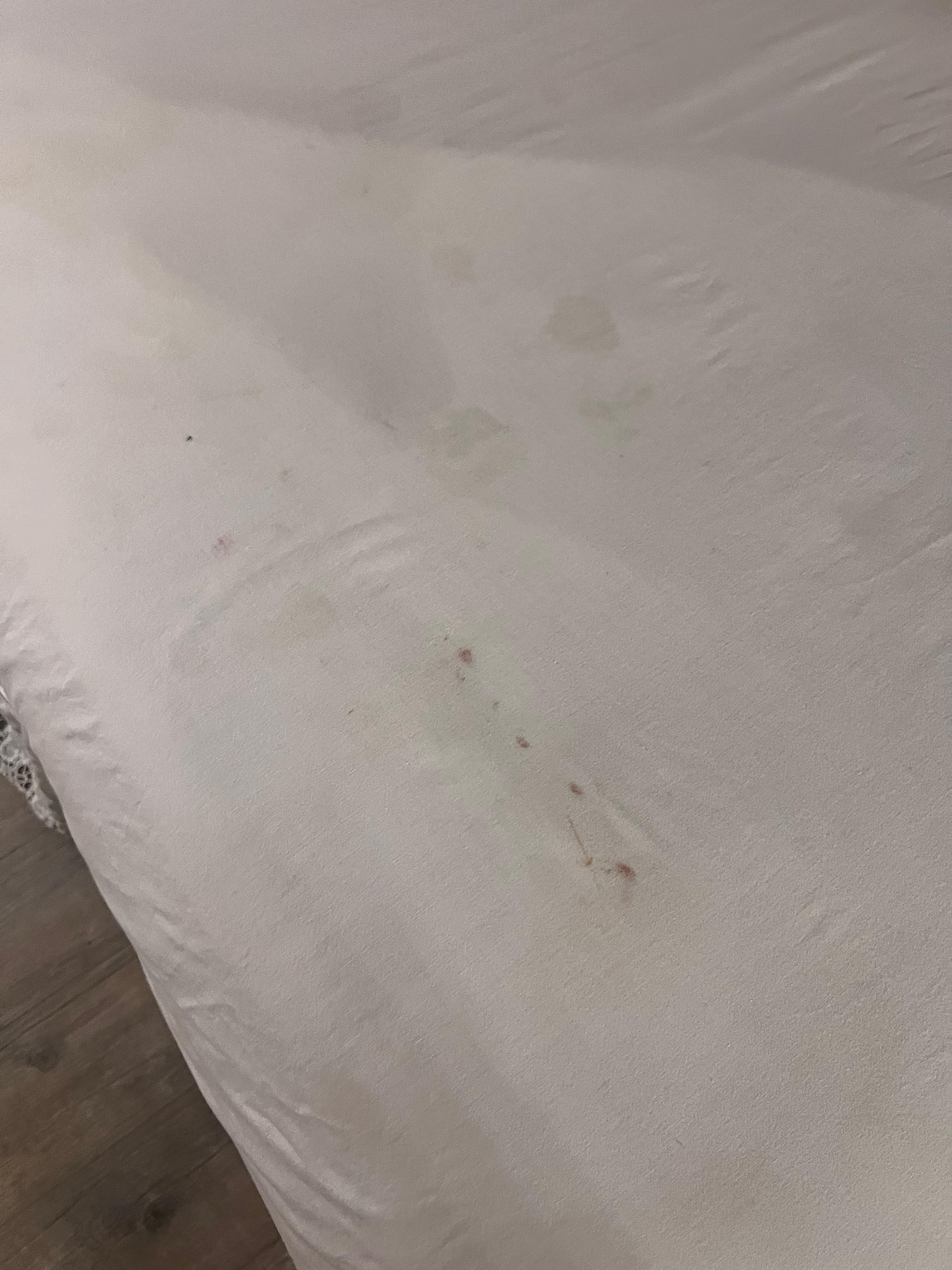 Stained bed sheets