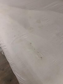 Stained bed sheets