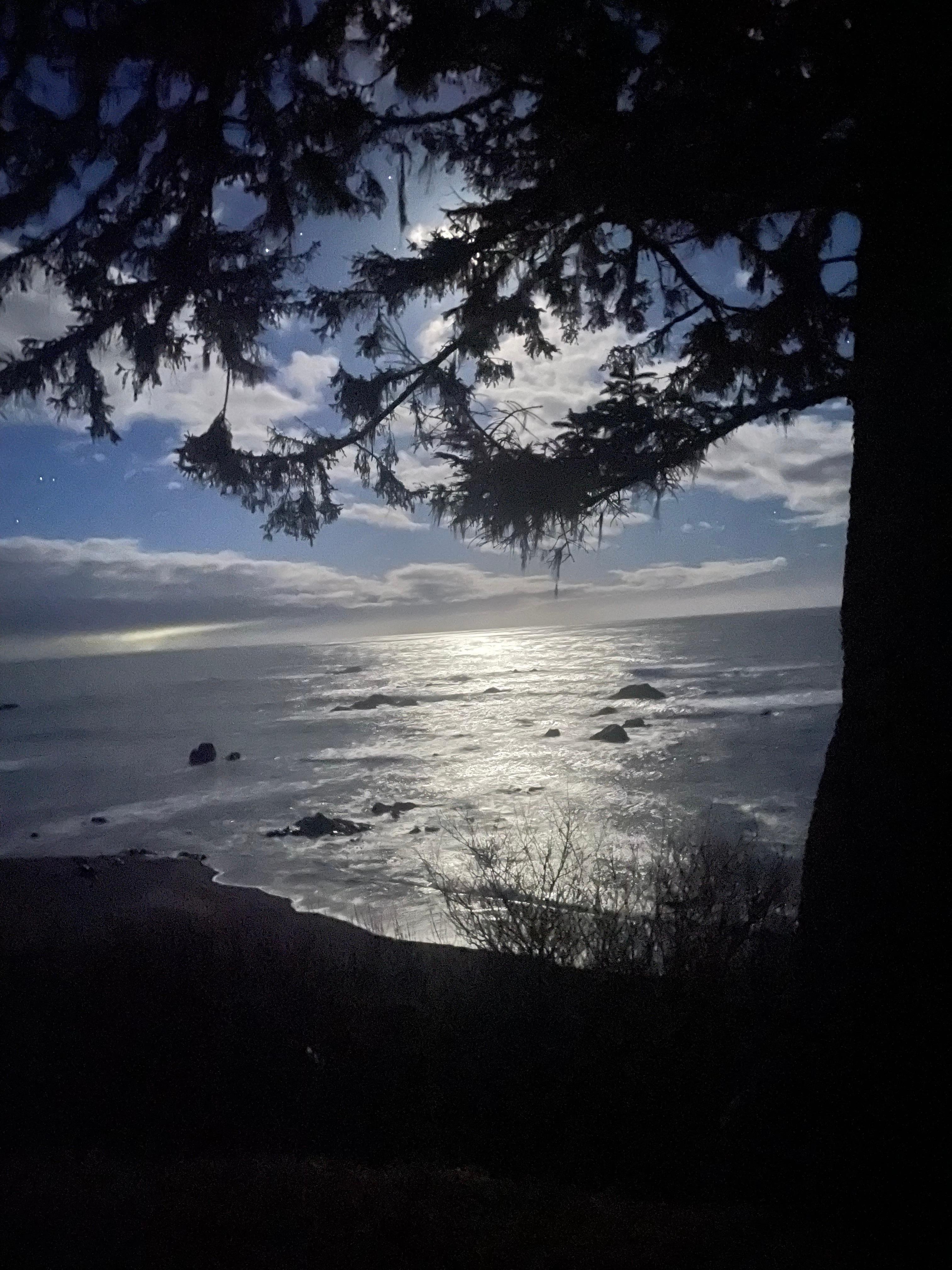 View from deck; moon glow