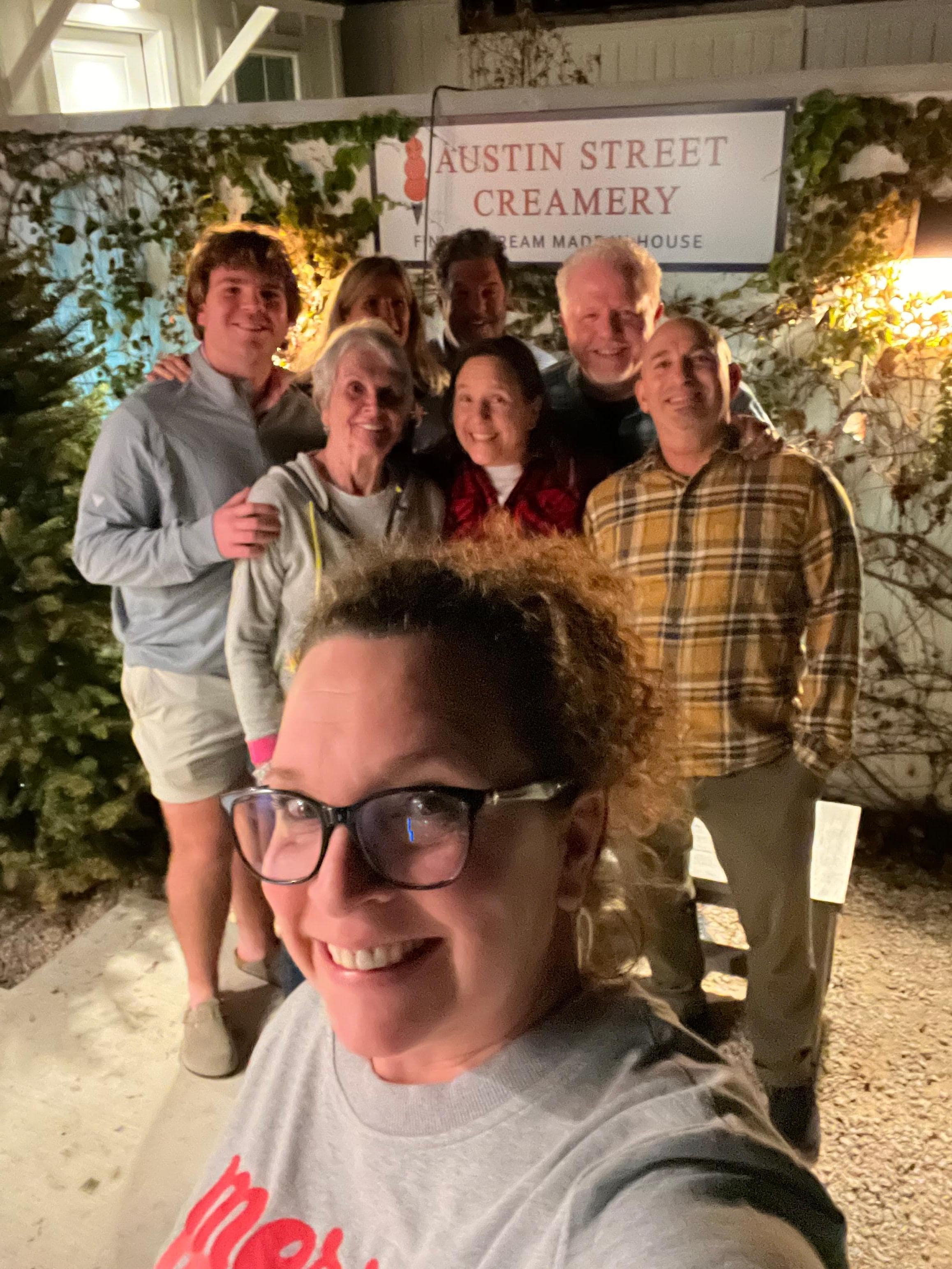 Walking to the creamery for ice cream!