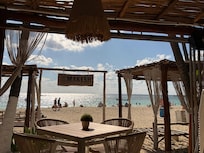 View of beach from beach club restaurant