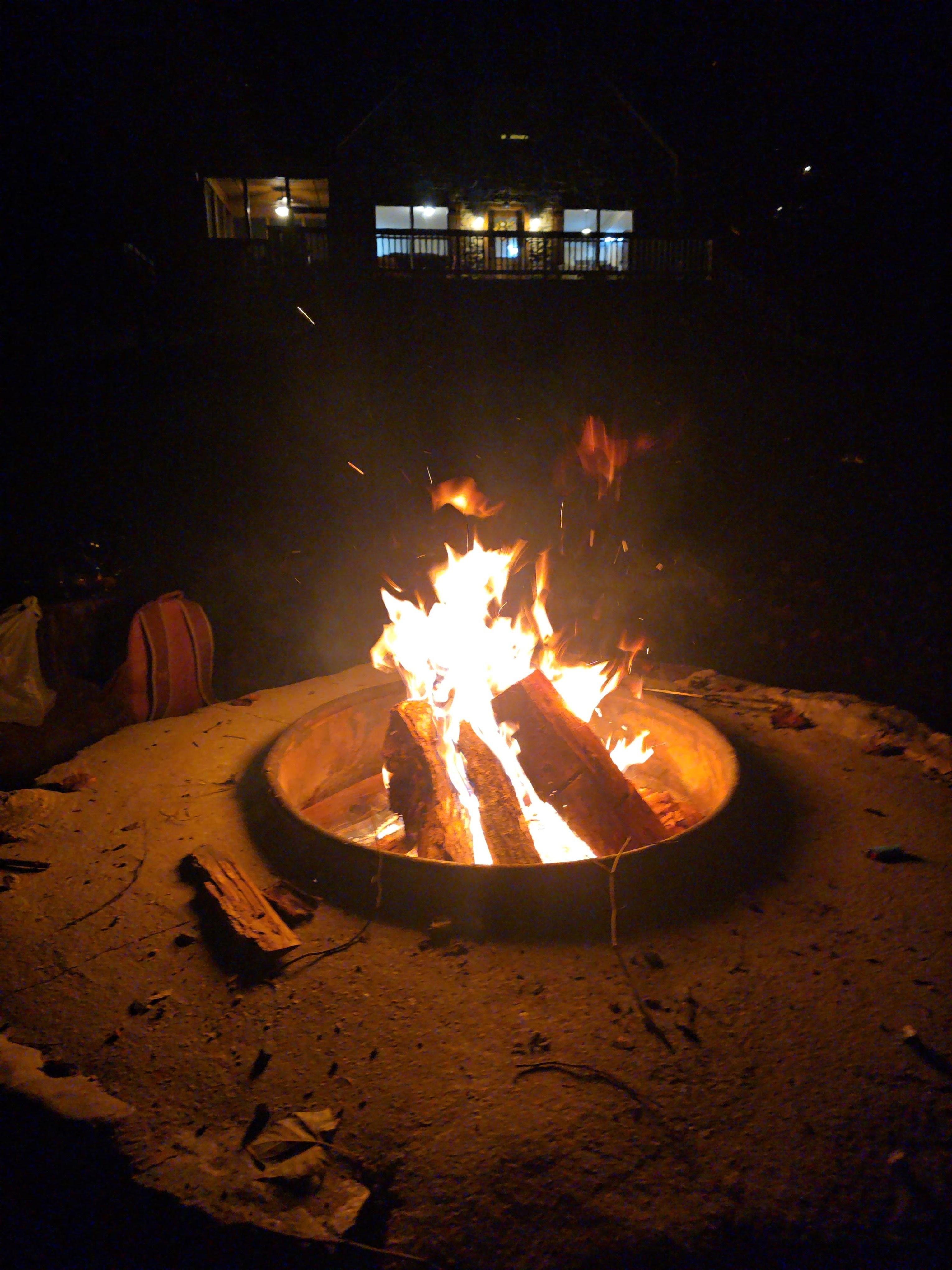 Beautiful firepit with wood provided.