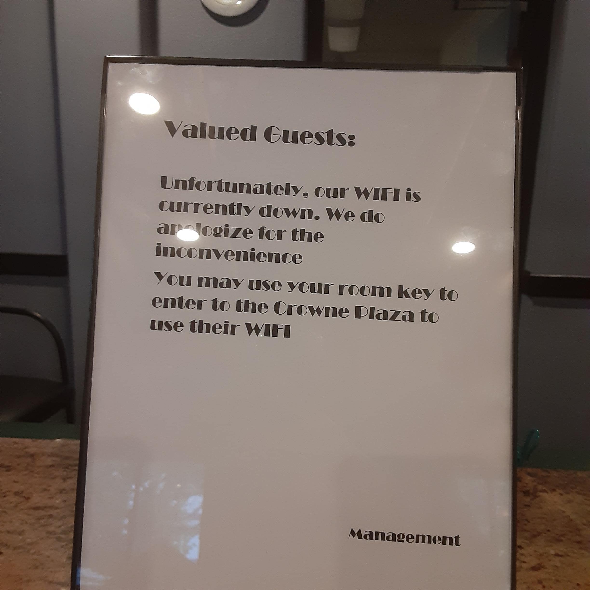 As you can see, no internet, which is a staple nowadays.
