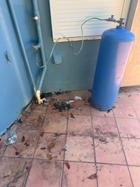 Broken glass from the window